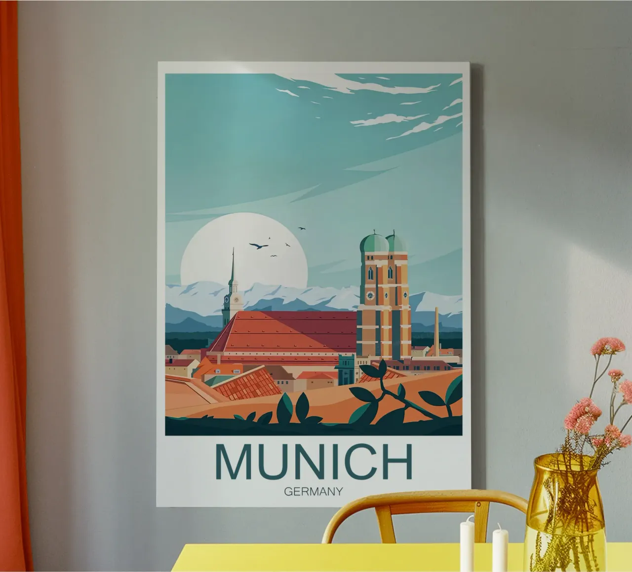 Stampa turistica di Monaco di Baviera - Germania tela con Cornice a cassetta da Liliestudio