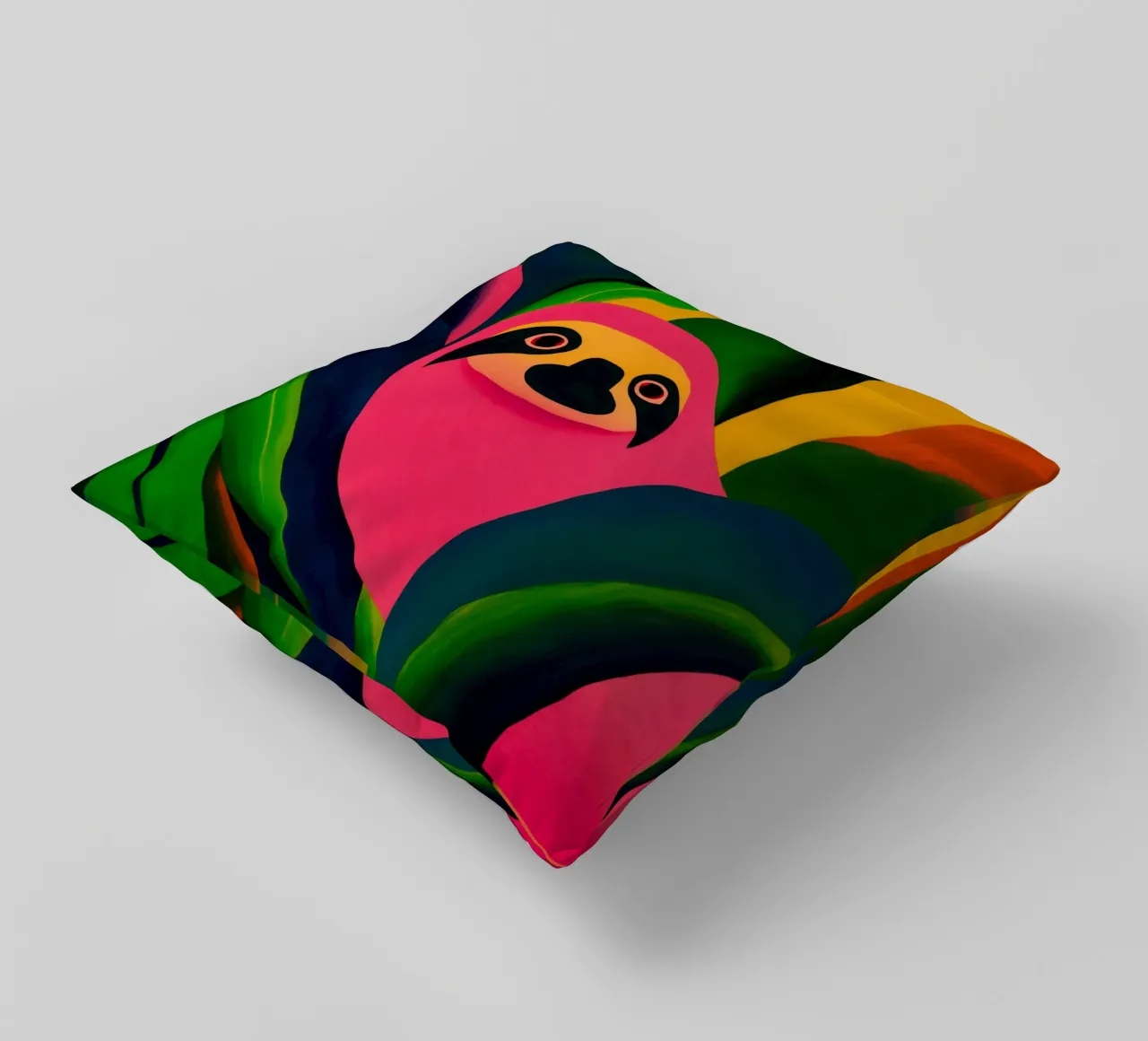 Bradipo rosa | Gioia di vivere tropicale cuscino da Autofocus