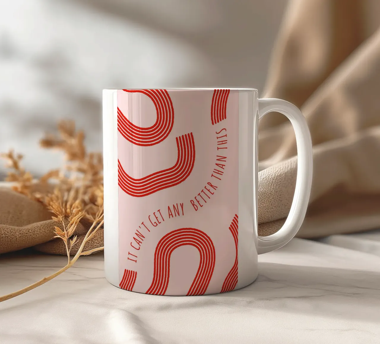 Stampa d'arte con linee astratte "It Can't Get Any Better" - Retro F tazza in ceramica da ClubArt