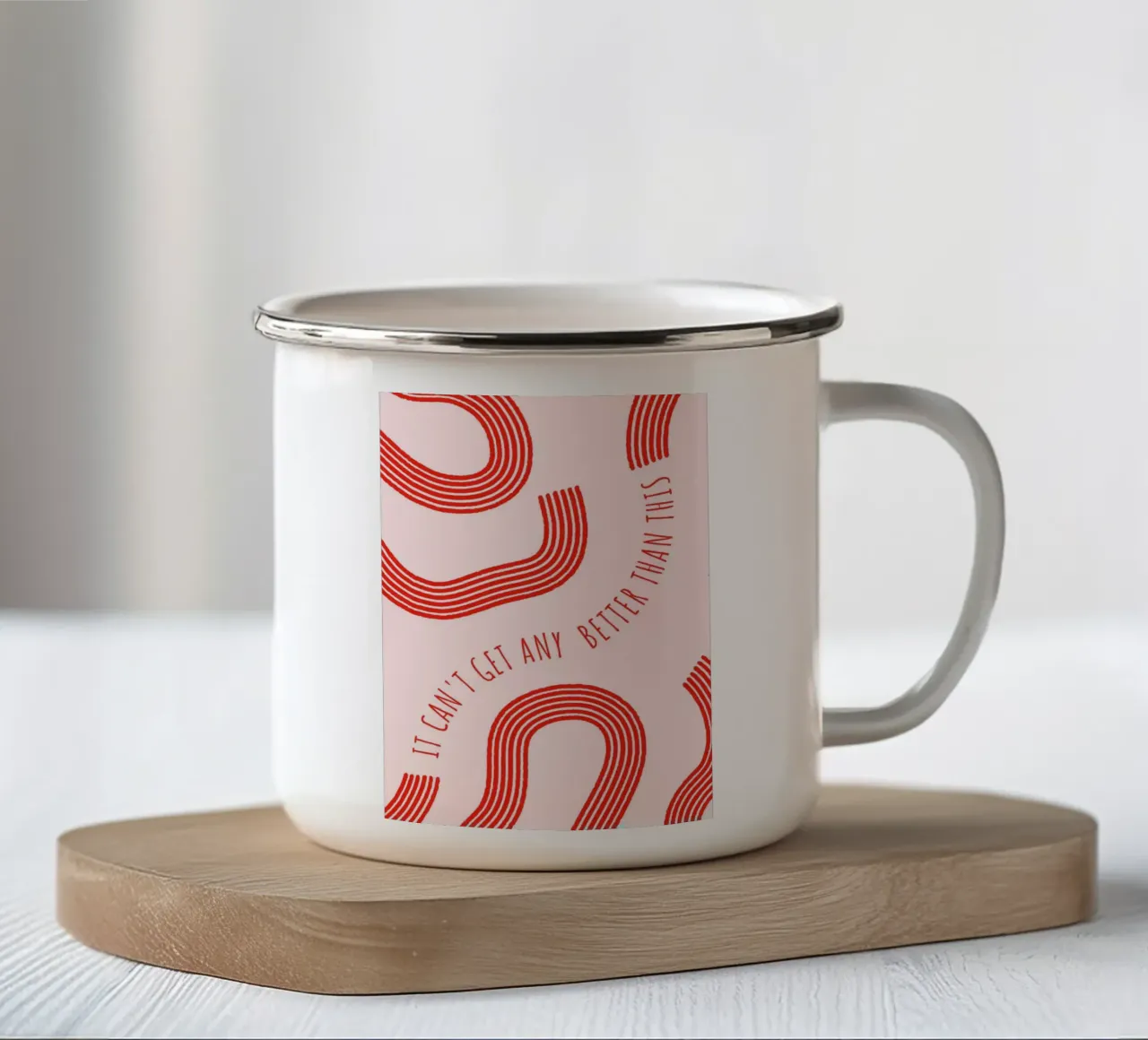 Stampa d'arte con linee astratte "It Can't Get Any Better" - Retro F tazza in smalto da ClubArt