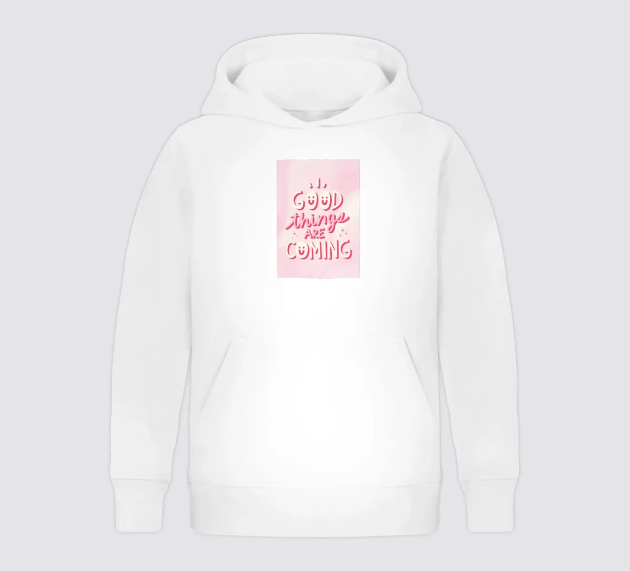 Stampa dell'affermazione "Le cose belle stanno arrivando" - Rosa & Positivo felpa bambino con cappuccio da ClubArt