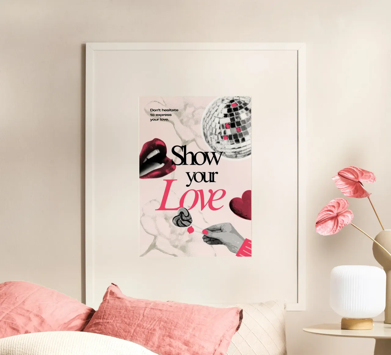 Stampa pop art retrò "Show Your Love" - Espressiva e audace poster da ClubArt