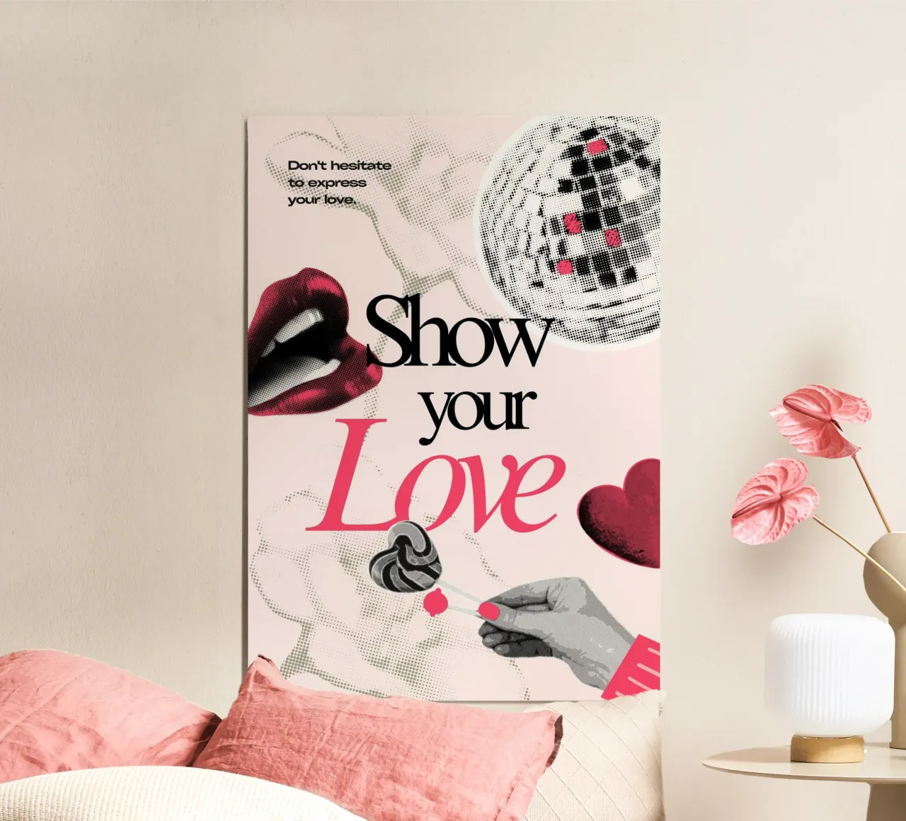 Stampa pop art retrò "Show Your Love" - Espressiva e audace poster da ClubArt