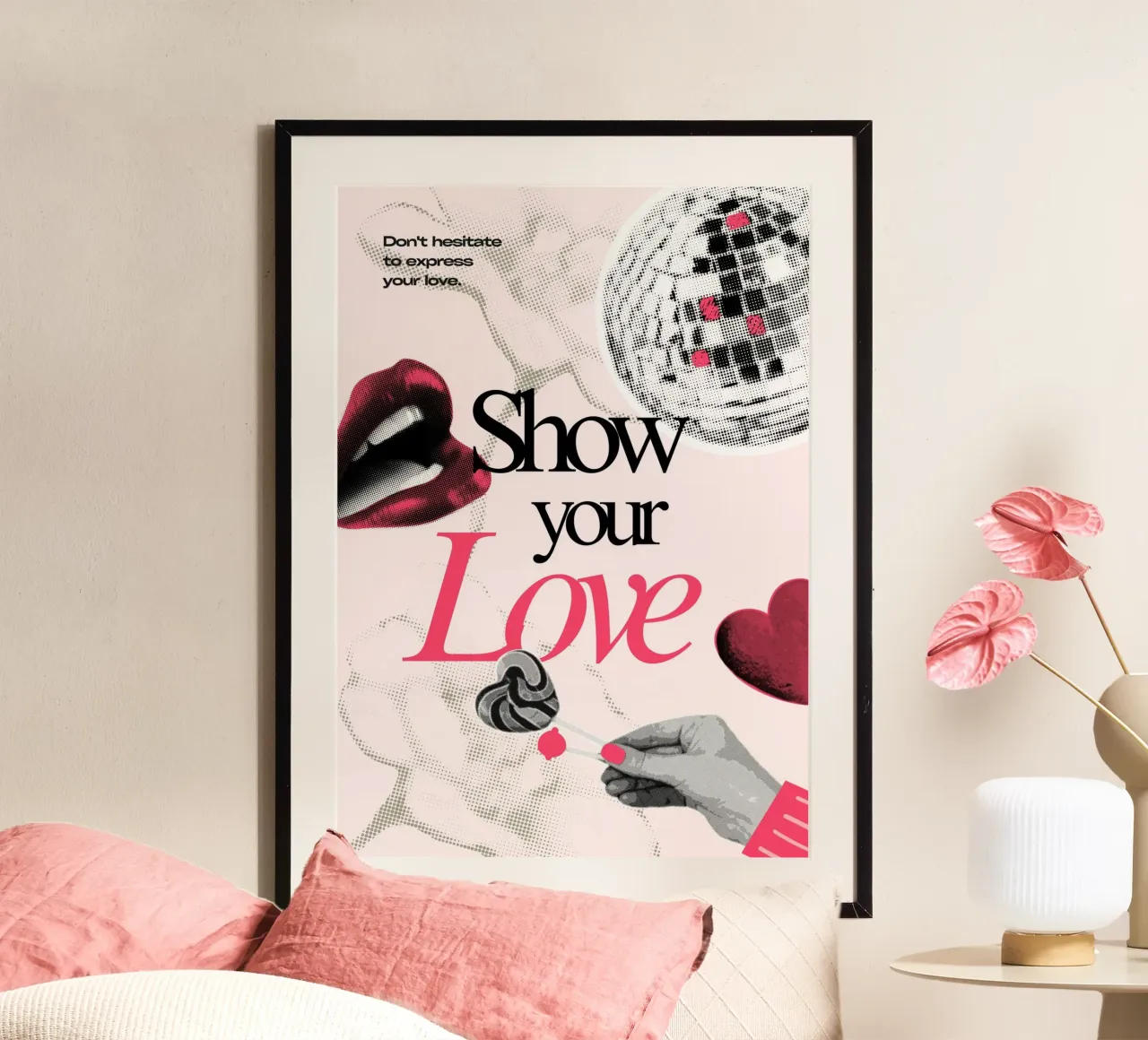 Stampa pop art retrò "Show Your Love" - Espressiva e audace poster da ClubArt