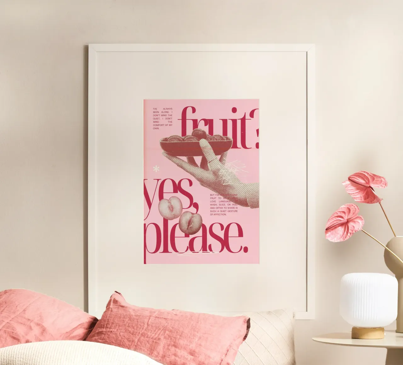 "Frutta? Sì, grazie" Retro Pop Art - Giocoso e unico poster con telaio in alluminio da ClubArt
