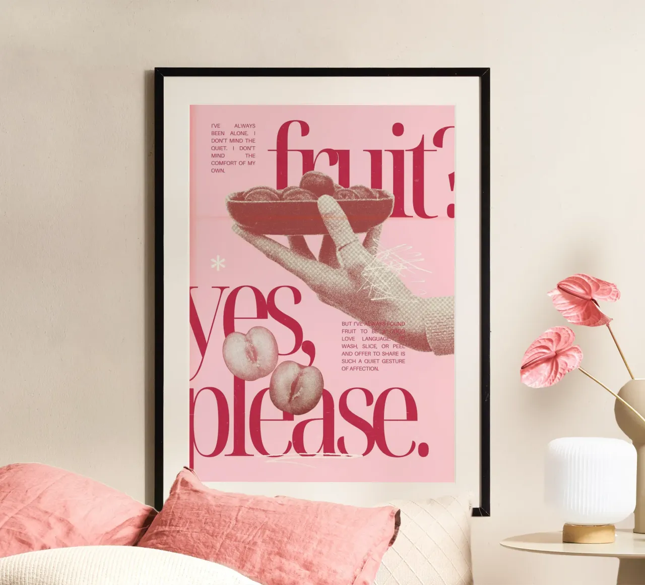 "Frutta? Sì, grazie" Retro Pop Art - Giocoso e unico poster con telaio in alluminio da ClubArt