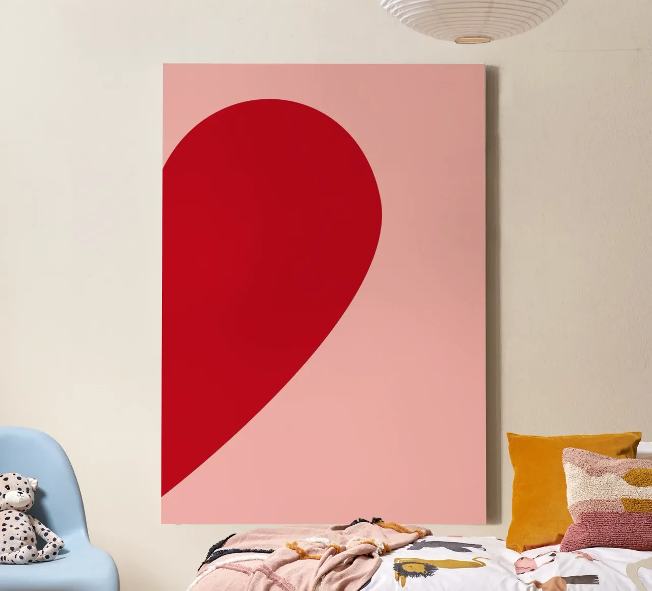 Minimalistische liefdesprint "Half Heart" - Modern & Zoet canvas van ClubArt