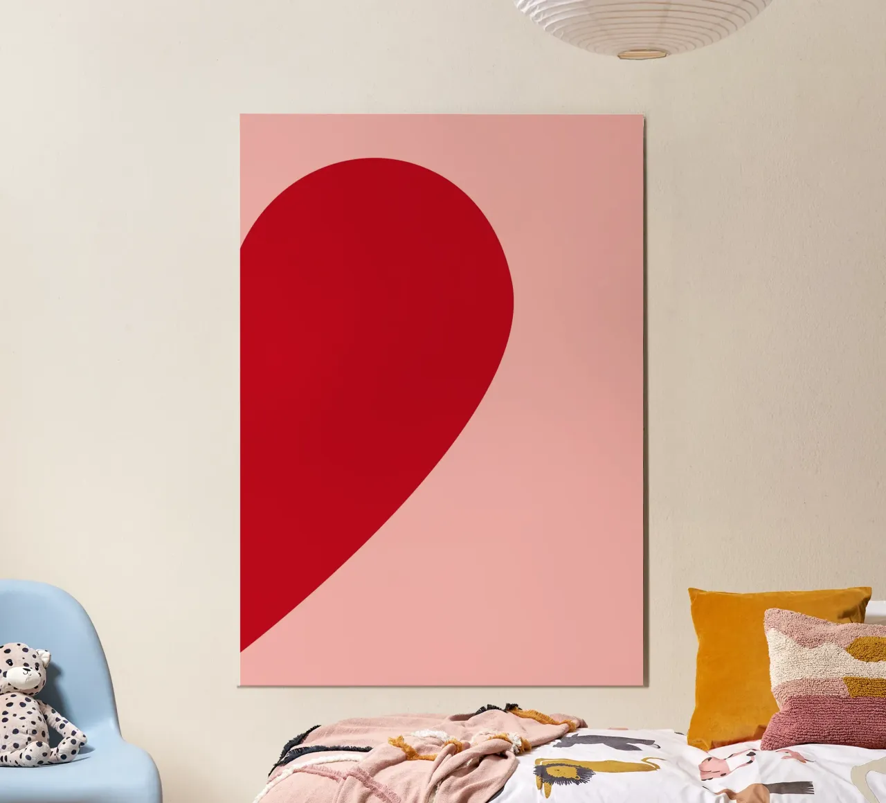 "Halbes Herz" Minimalistische Liebe Kunstdruck - Modern & Süß Poster mit Kunststoffrahmen von ClubArt