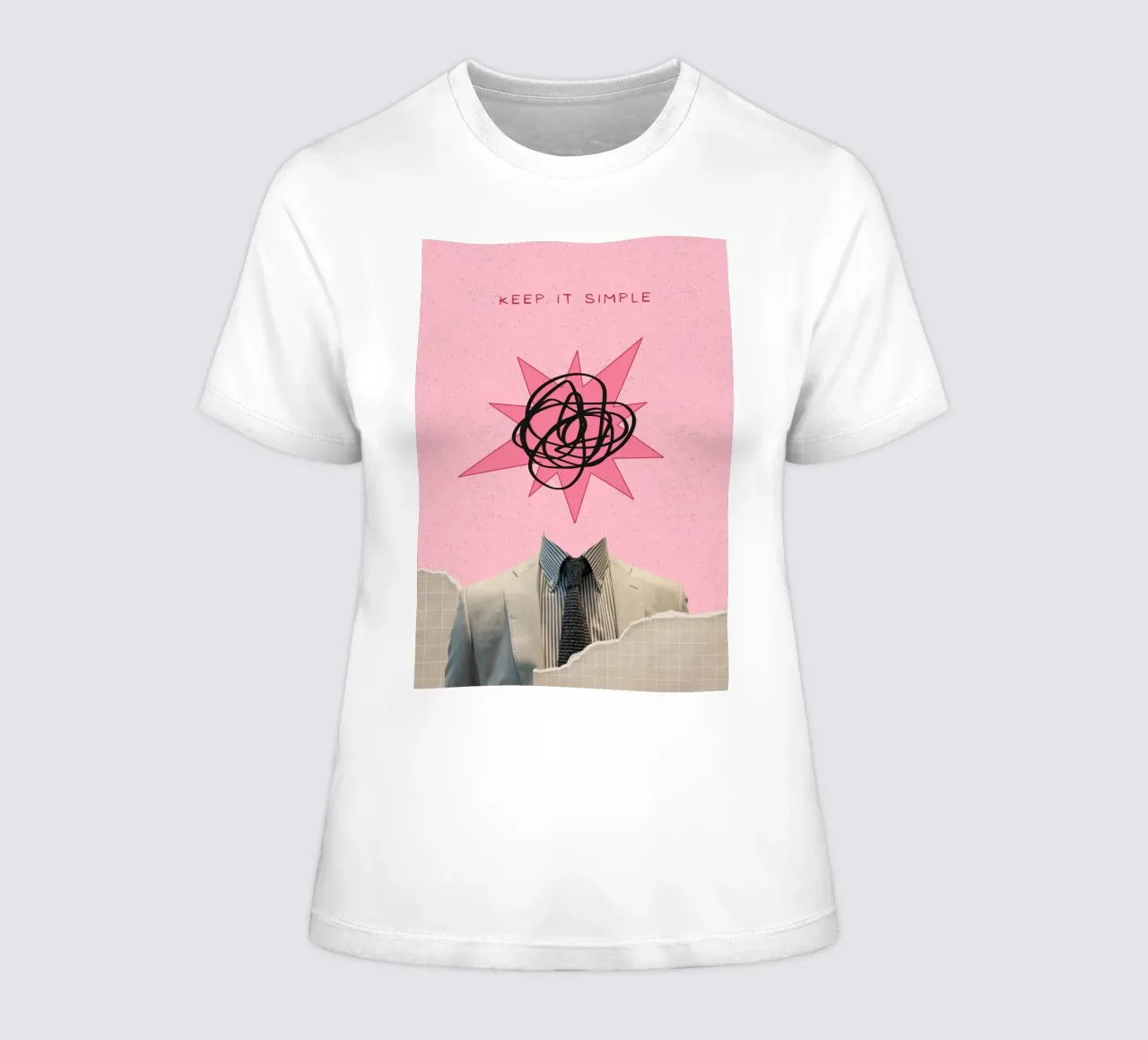 Surrealistische kunstdruk "Keep It Simple" - Business & Chaos dames t-shirt getailleerd van ClubArt