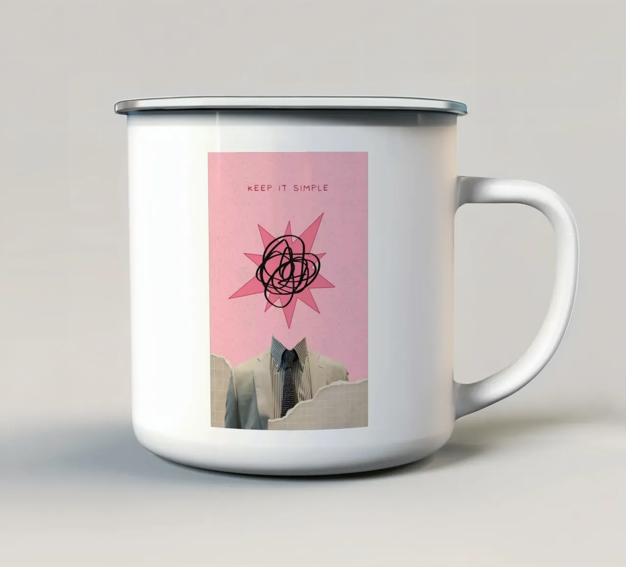 Impression d'art surréaliste "Keep It Simple" - Business & Chaos mug en émail de ClubArt