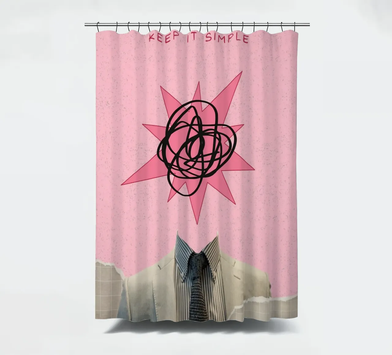 "Keep It Simple" Surrealer Kunstdruck - Business & Chaos Duschvorhang von ClubArt