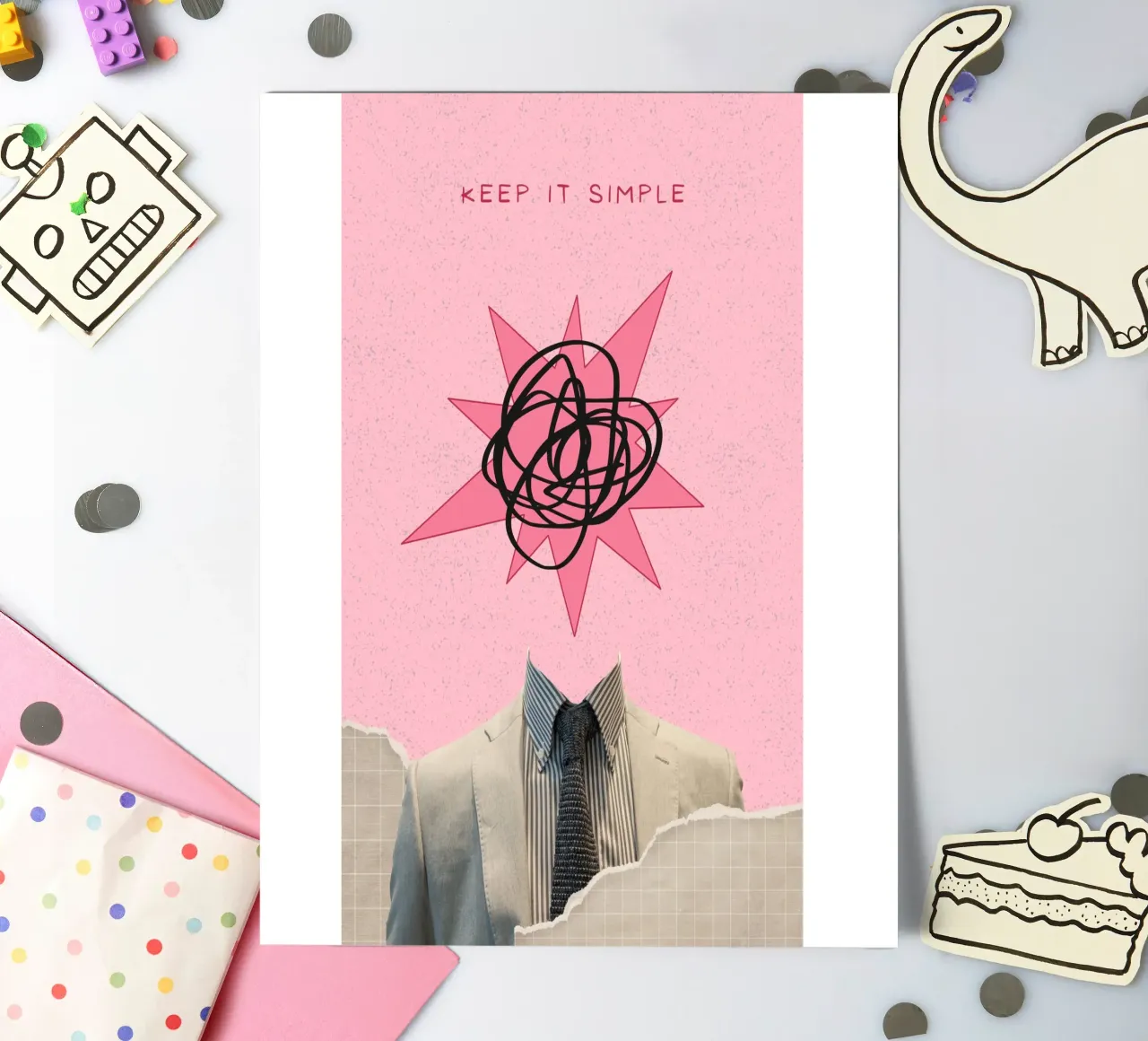 "Keep It Simple" Surreal Art Print - Business & Chaos sticker sheet by ClubArt