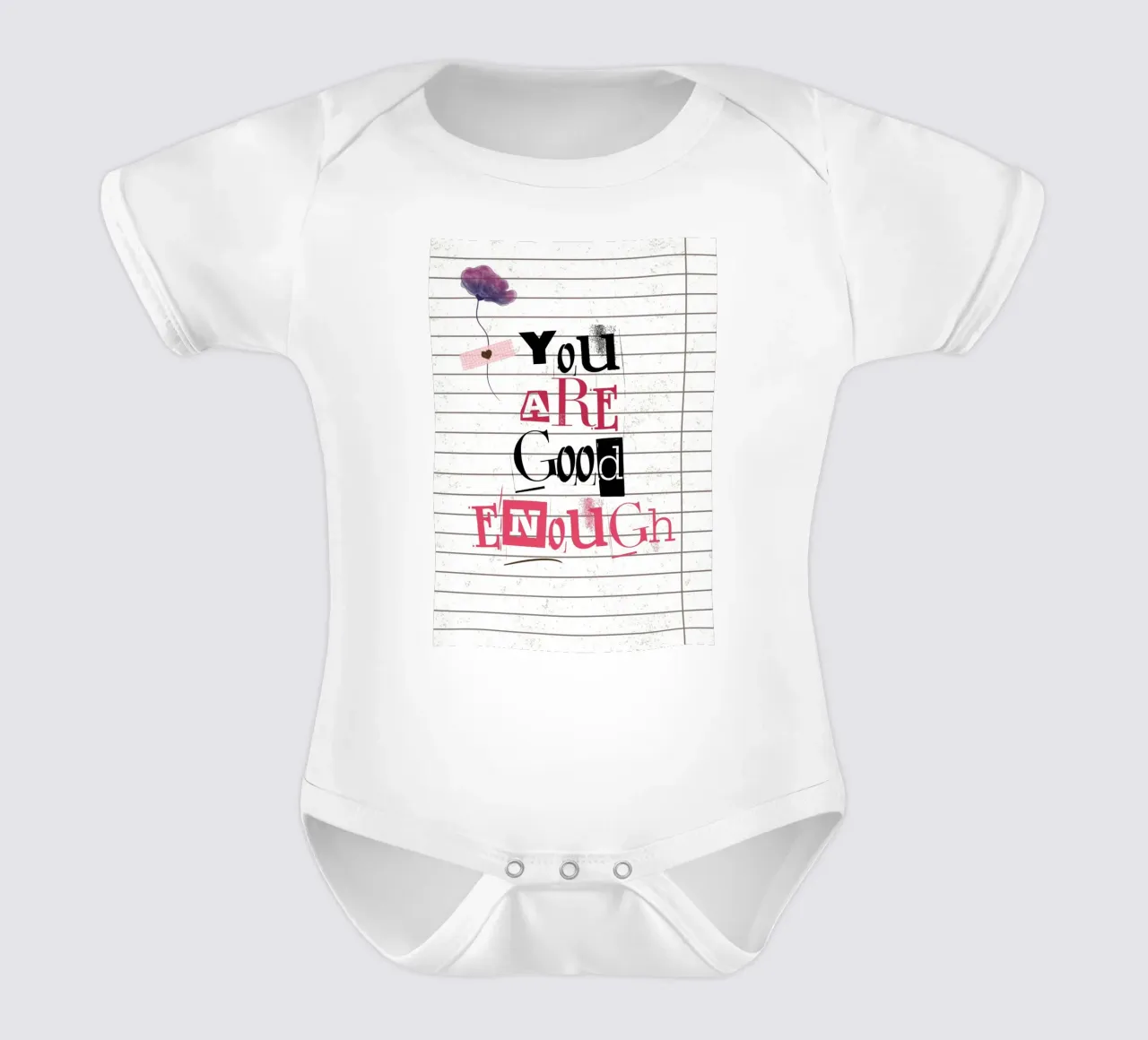 "You Are Good Enough" Affirmation Art - Empowering & Texture short-sleeve baby romper by ClubArt