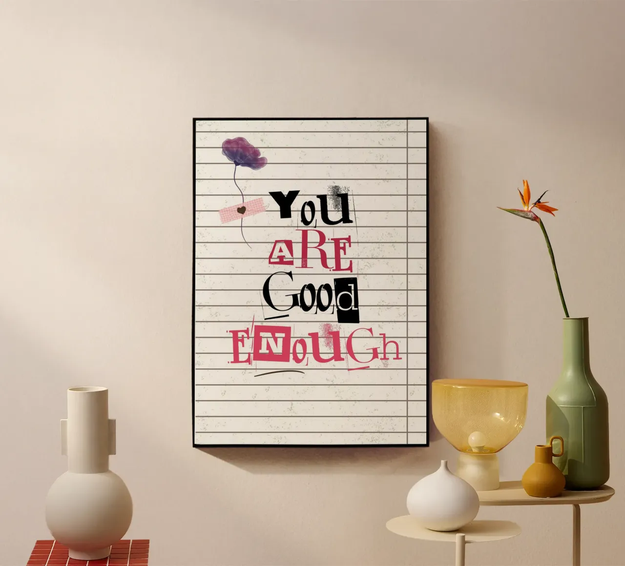 Arte de afirmación "You Are Good Enough" - Empoderamiento y textura metacrilato de ClubArt