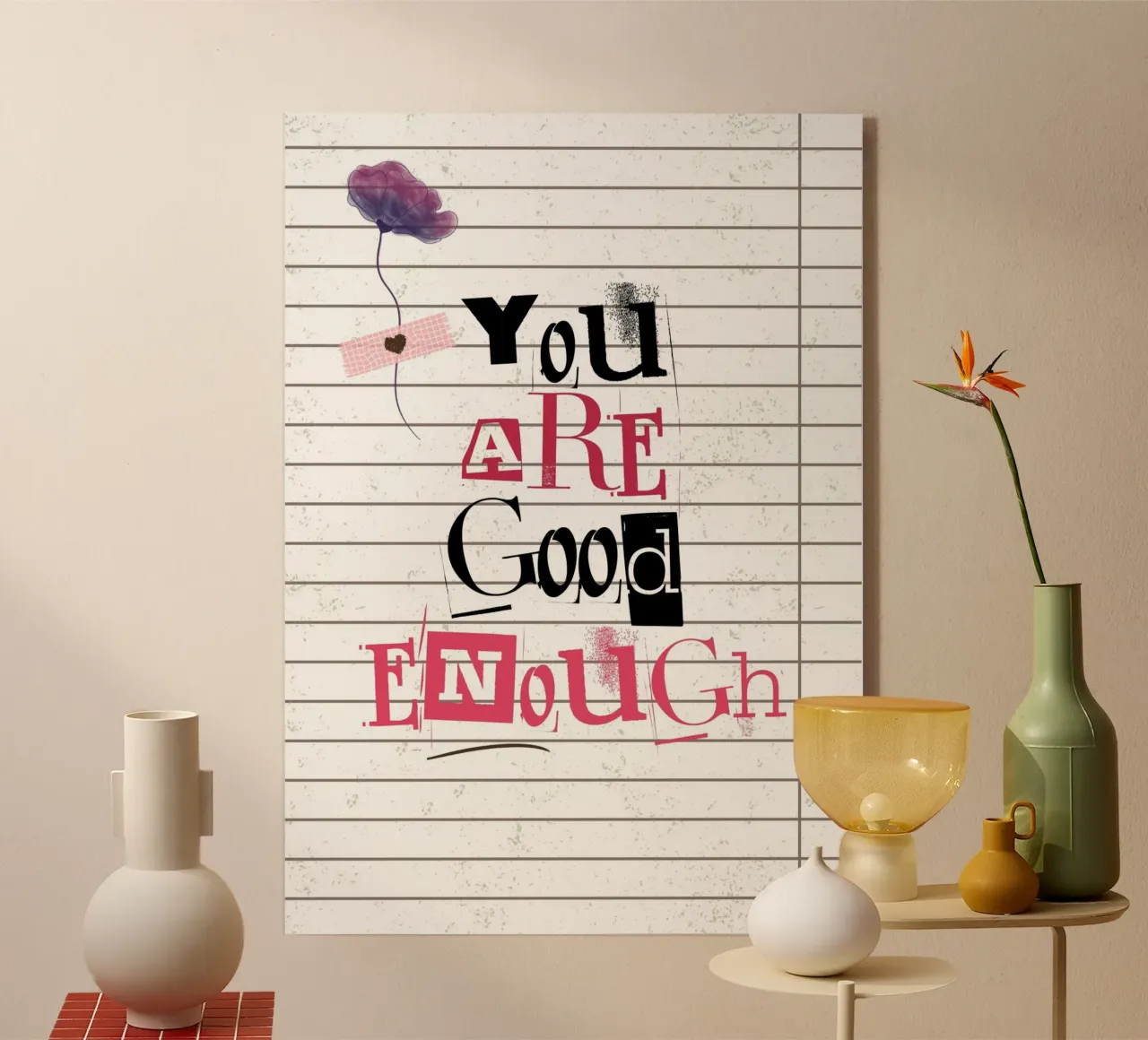 Arte de afirmación "You Are Good Enough" - Empoderamiento y textura metacrilato de ClubArt