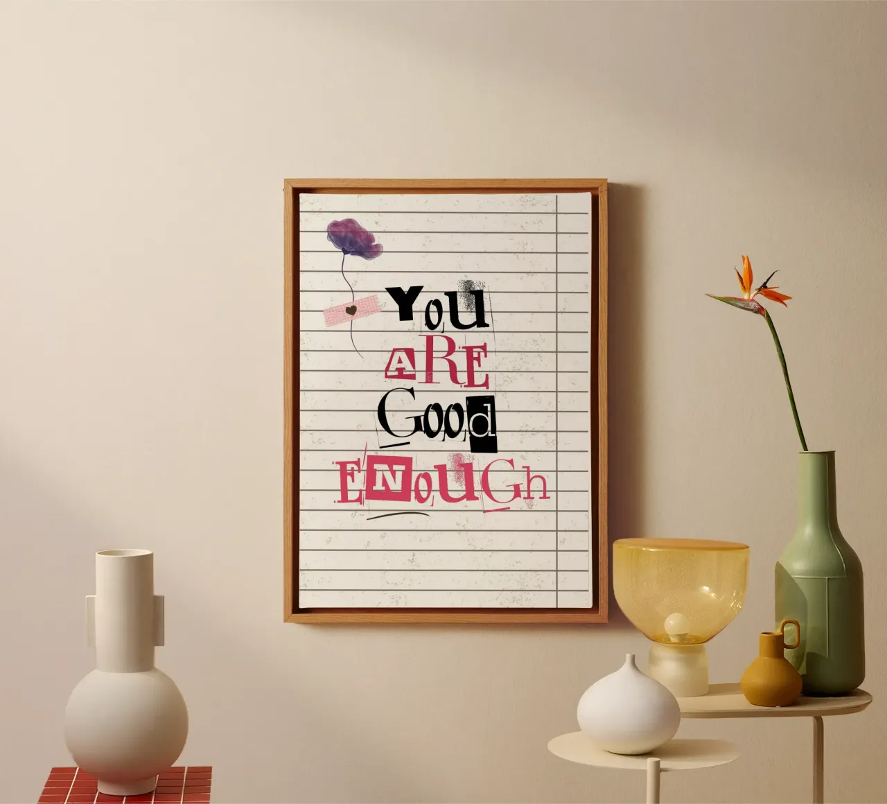 "You Are Good Enough" Affirmation Art - Empowering & Texture canvas by ClubArt