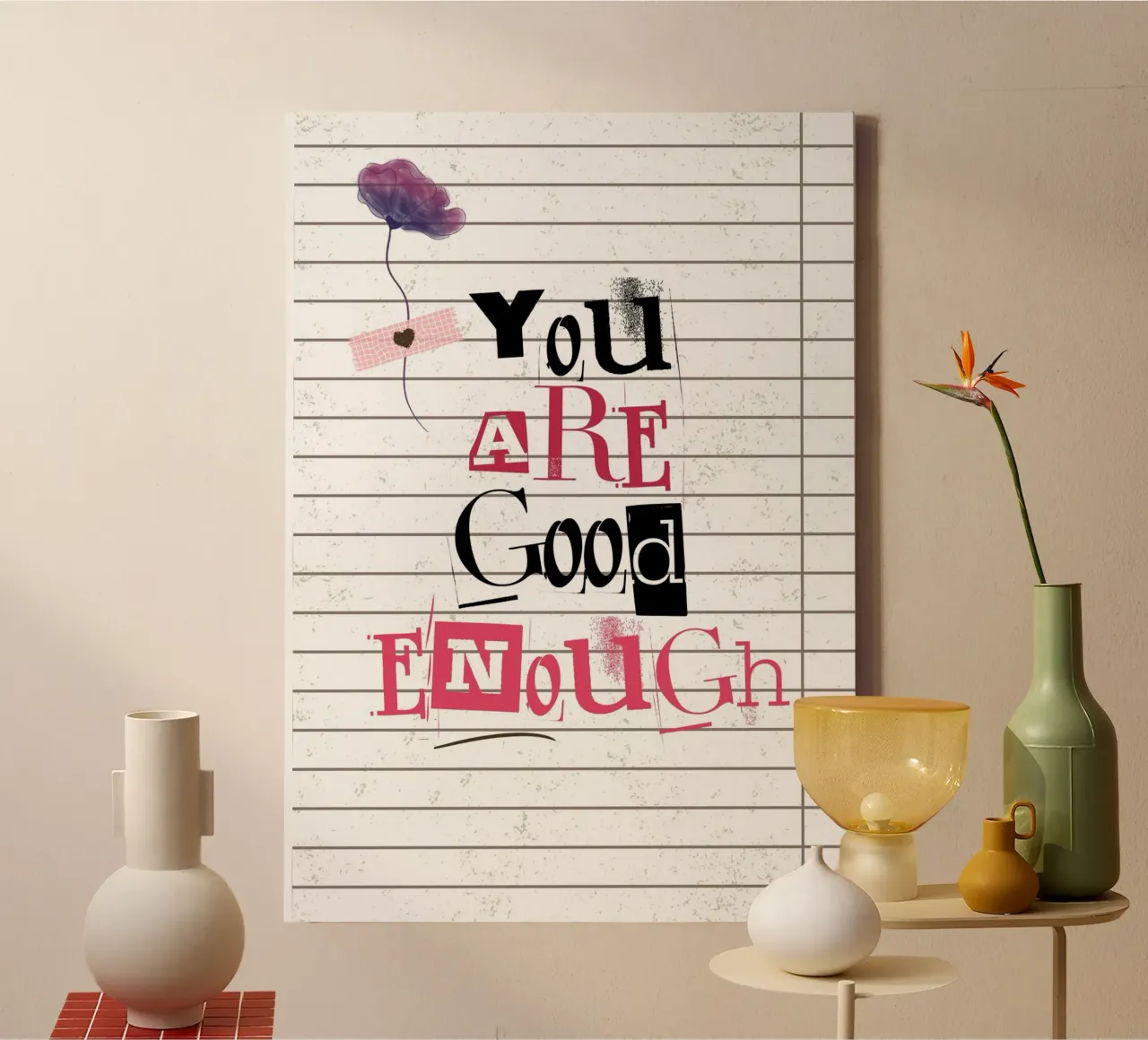 "You Are Good Enough" Affirmation Art - Empowering & Texture canvas by ClubArt