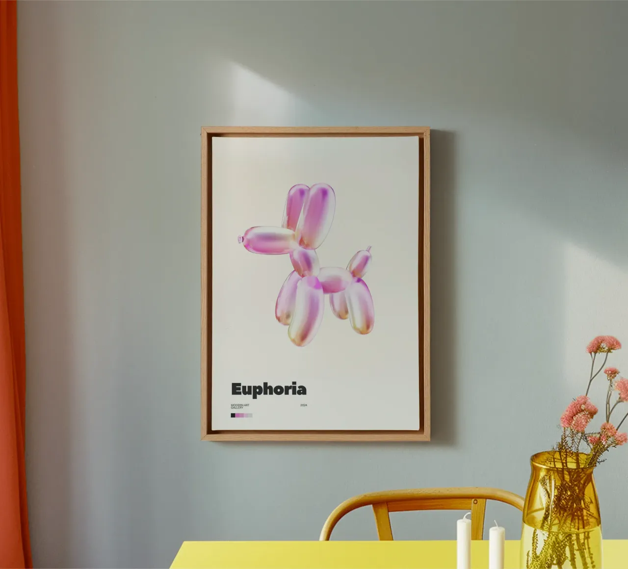 Stampa artistica "Euphoria" Balloon Dog - Pop Art & Modern tela con Cornice a cassetta da ClubArt