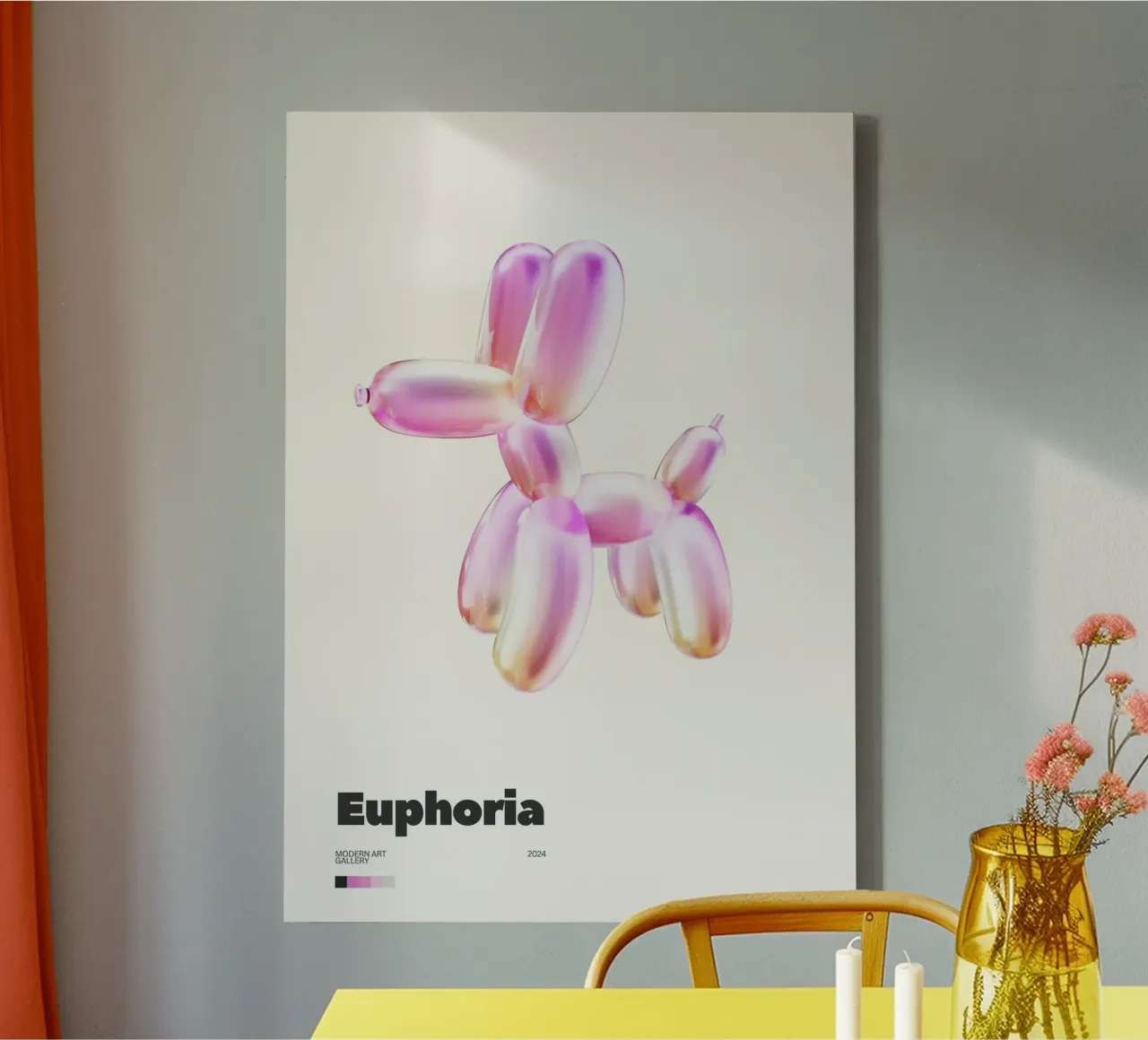 Stampa artistica "Euphoria" Balloon Dog - Pop Art & Modern tela con Cornice a cassetta da ClubArt
