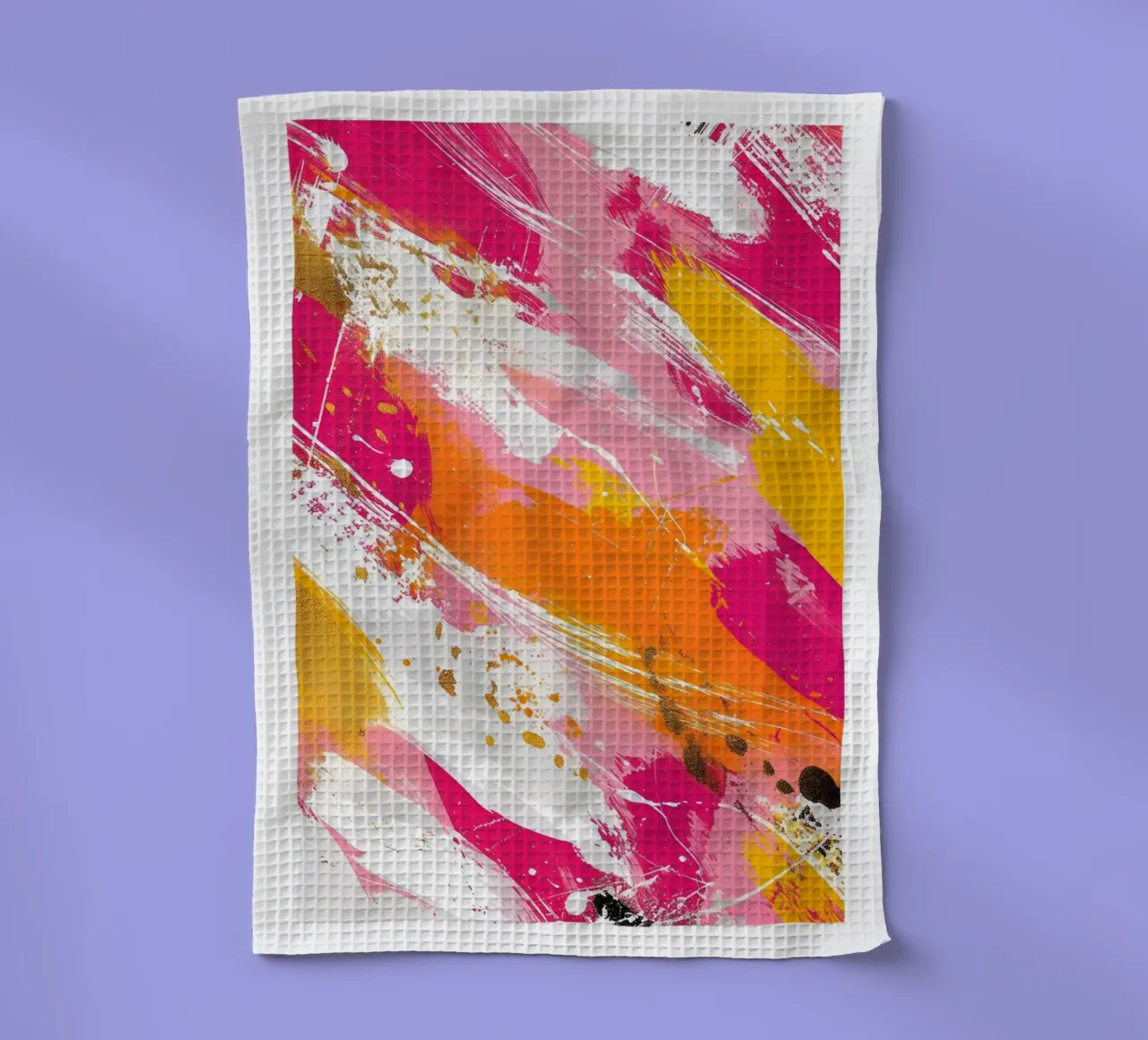 "Rêve électrique" Art expressionniste abstrait - Audacieux et doré torchon de ClubArt