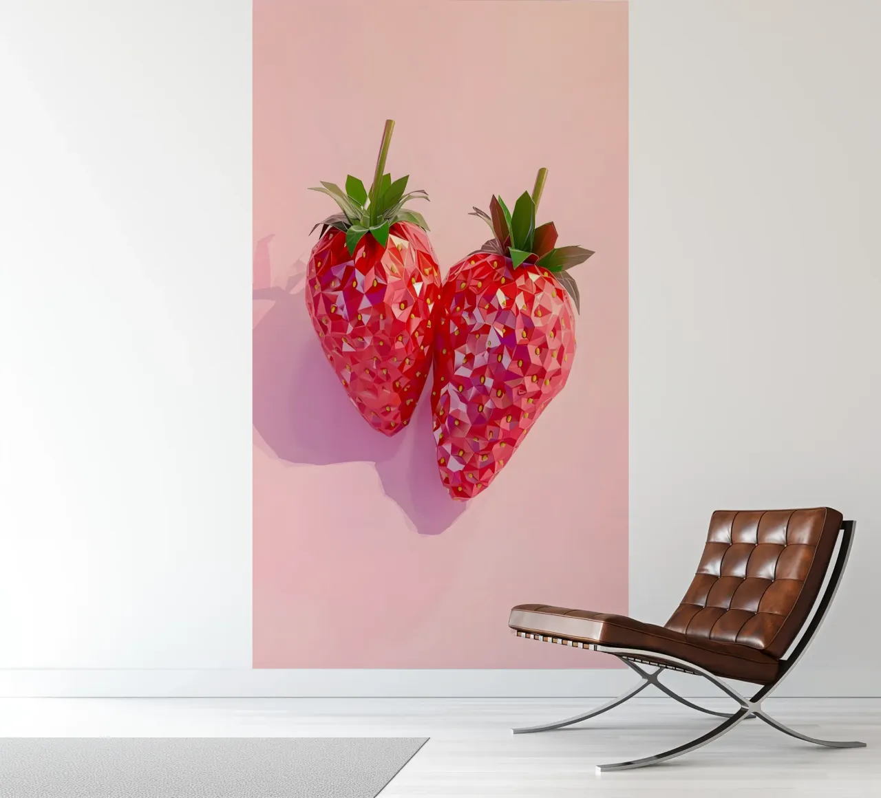 Impression Pop Art "Geometric Strawberry" - Douceur et modernité papier peint photo de ClubArt