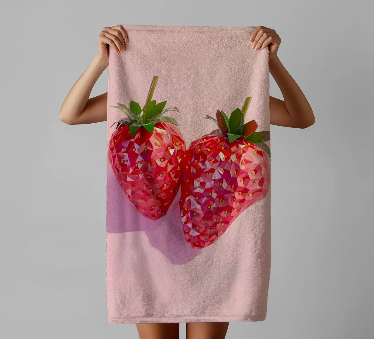 Impression Pop Art "Geometric Strawberry" - Douceur et modernité serviette de bain de ClubArt