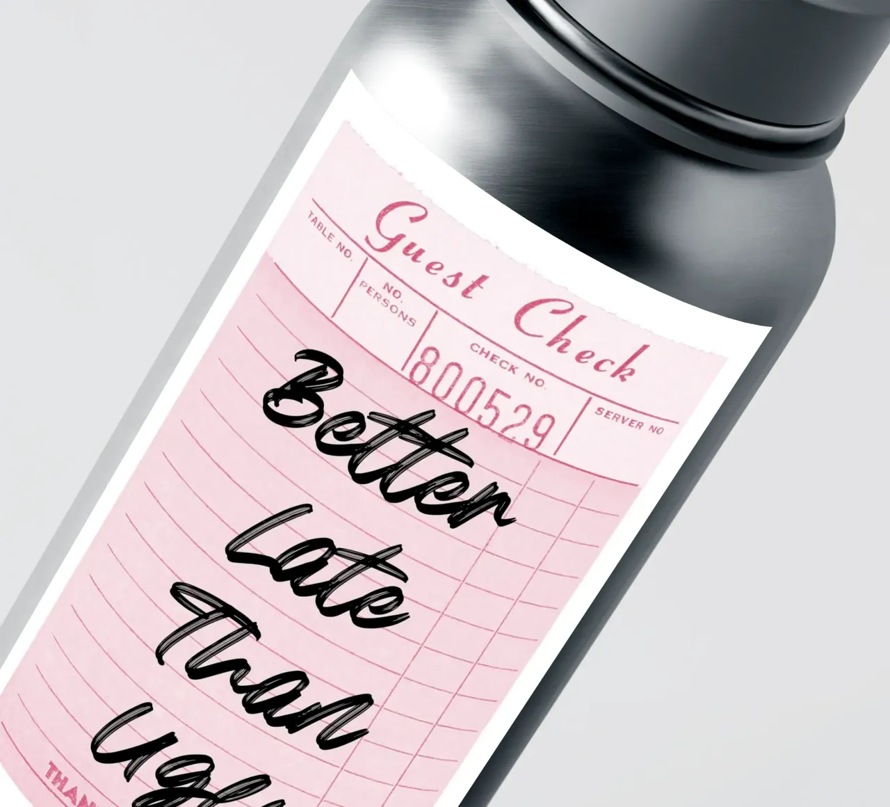 "Better Late Than Ugly" Retro Guest Check Art - Humorous Chi autocollant de ClubArt