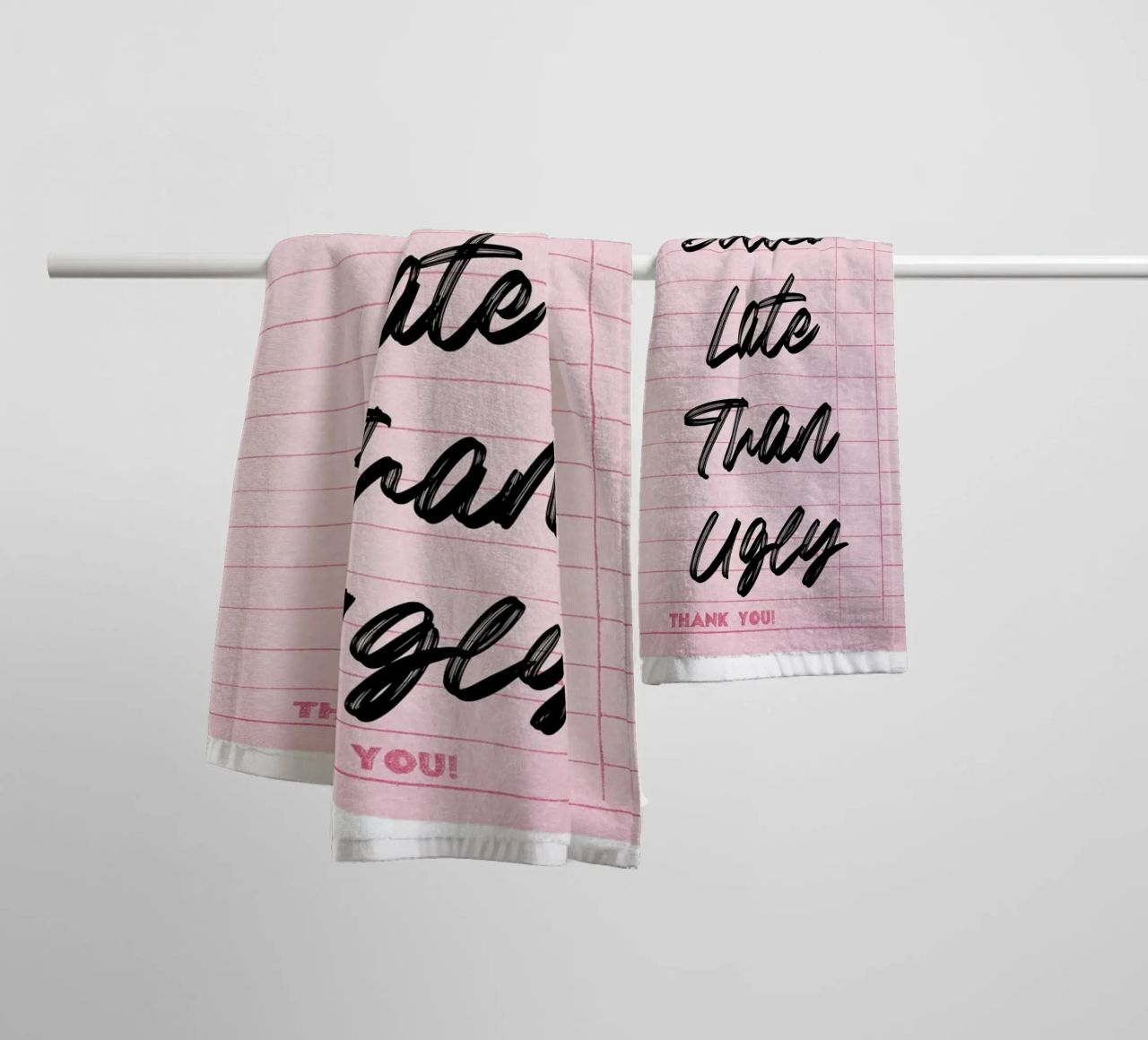"Better Late Than Ugly" Retro Guest Check Art - Humorous Chi towel by ClubArt