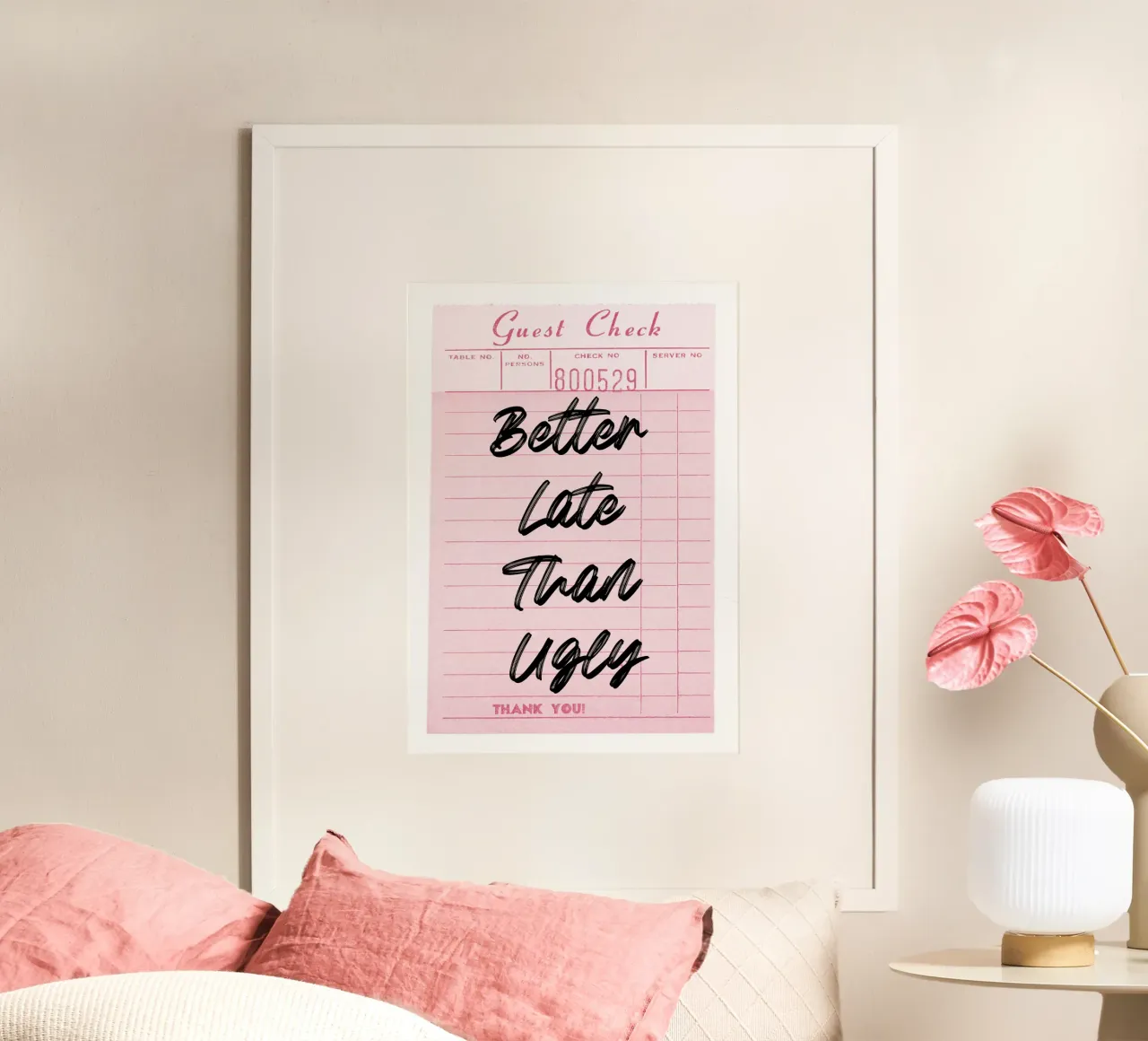 "Better Late Than Ugly" Retro Guest Check Art - Humorous Chi hahnemühle by ClubArt