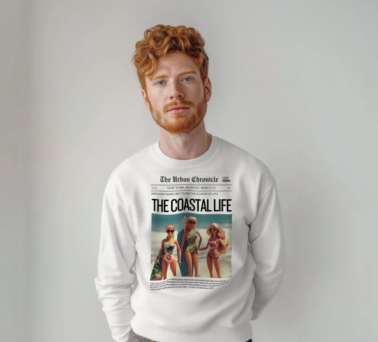 Arte satírico "Coastal Life Elixir" - Beach Barbie Vibes sudadera de ClubArt