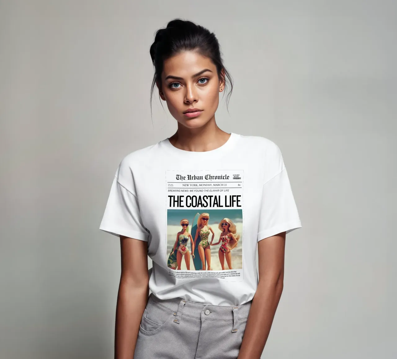 Arte satirica "Coastal Life Elixir" - Beach Barbie Vibes t-shirt da ClubArt