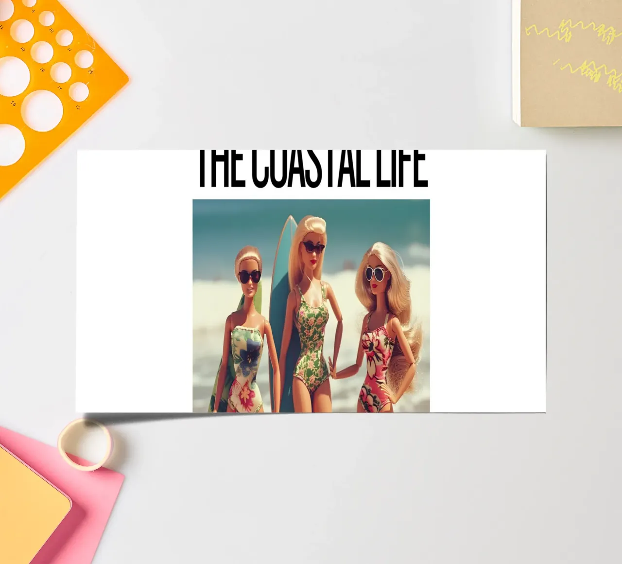 "Coastal Life Elixir" Satirical Art - Beach Barbie Vibes sticker sheet by ClubArt