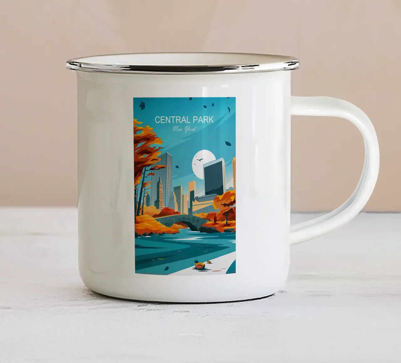 New York, Central Park tazza in smalto da Liliestudio