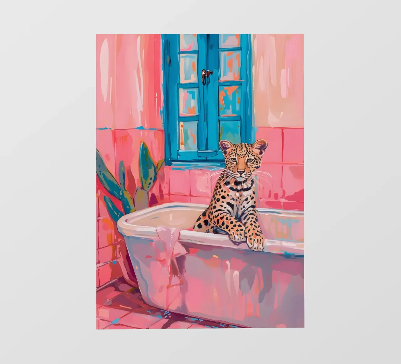 "Leopard in der Badewanne" Pop-Surrealismus-Kunst - verspielt & frech PVC Plane von ClubArt