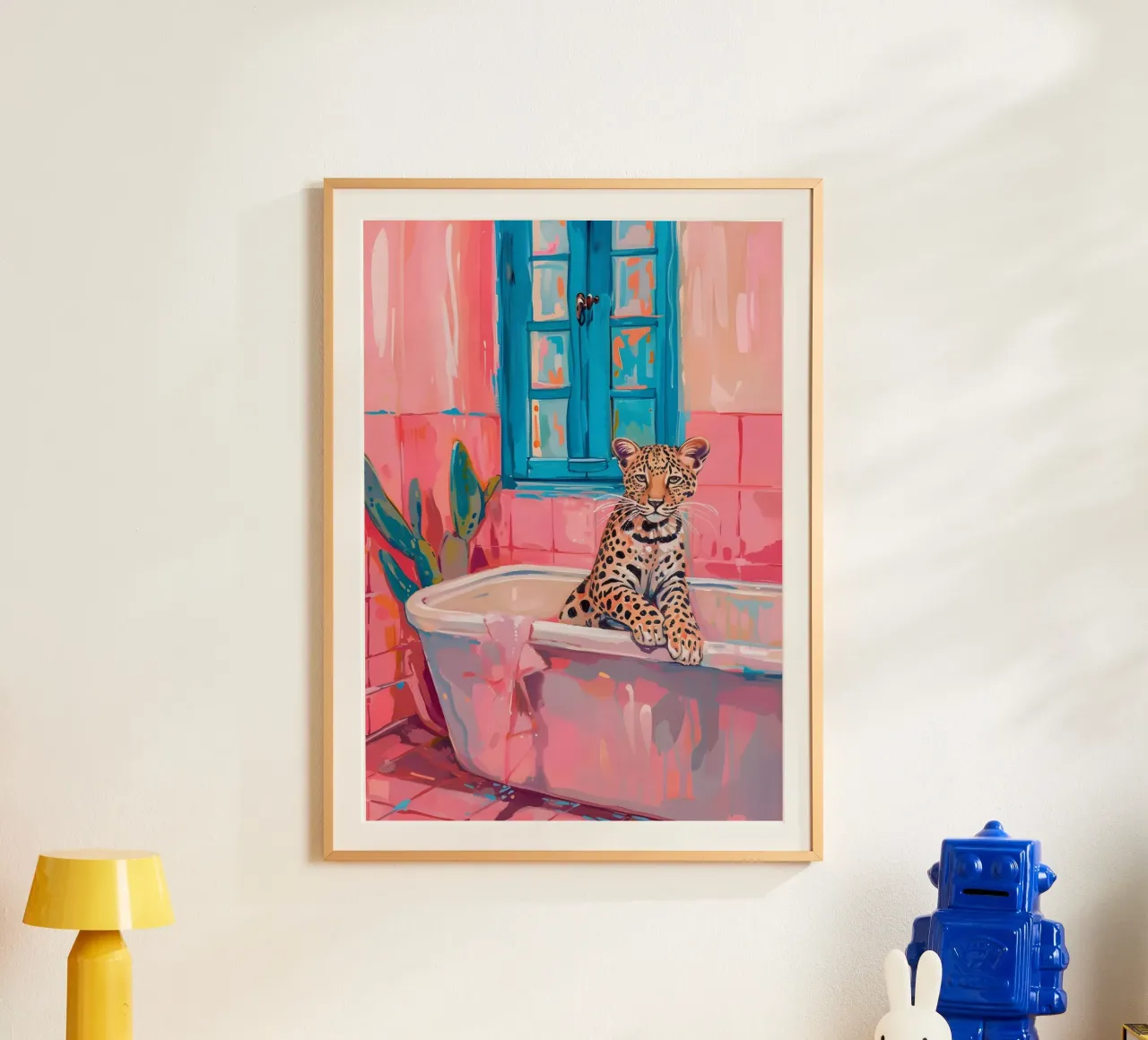 "Leopard in der Badewanne" Pop-Surrealismus-Kunst - verspielt & frech Hahnemühle von ClubArt