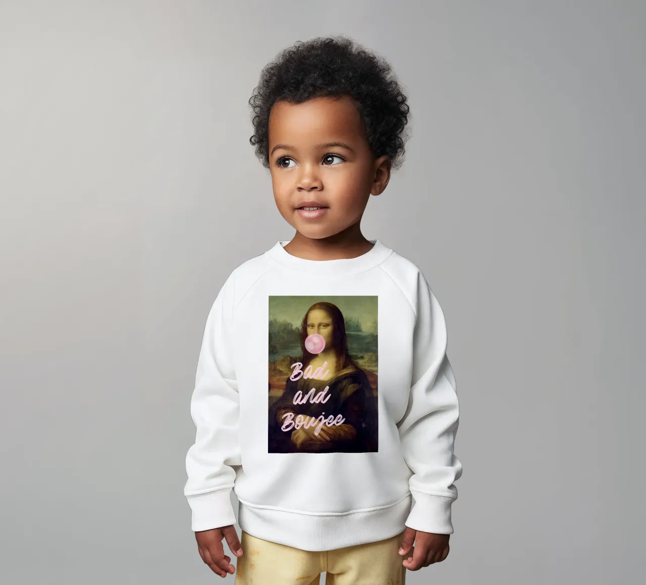 "Bad and Boujee Mona Lisa" Pop Art - Icónico y de moda sudadera de bebé de ClubArt