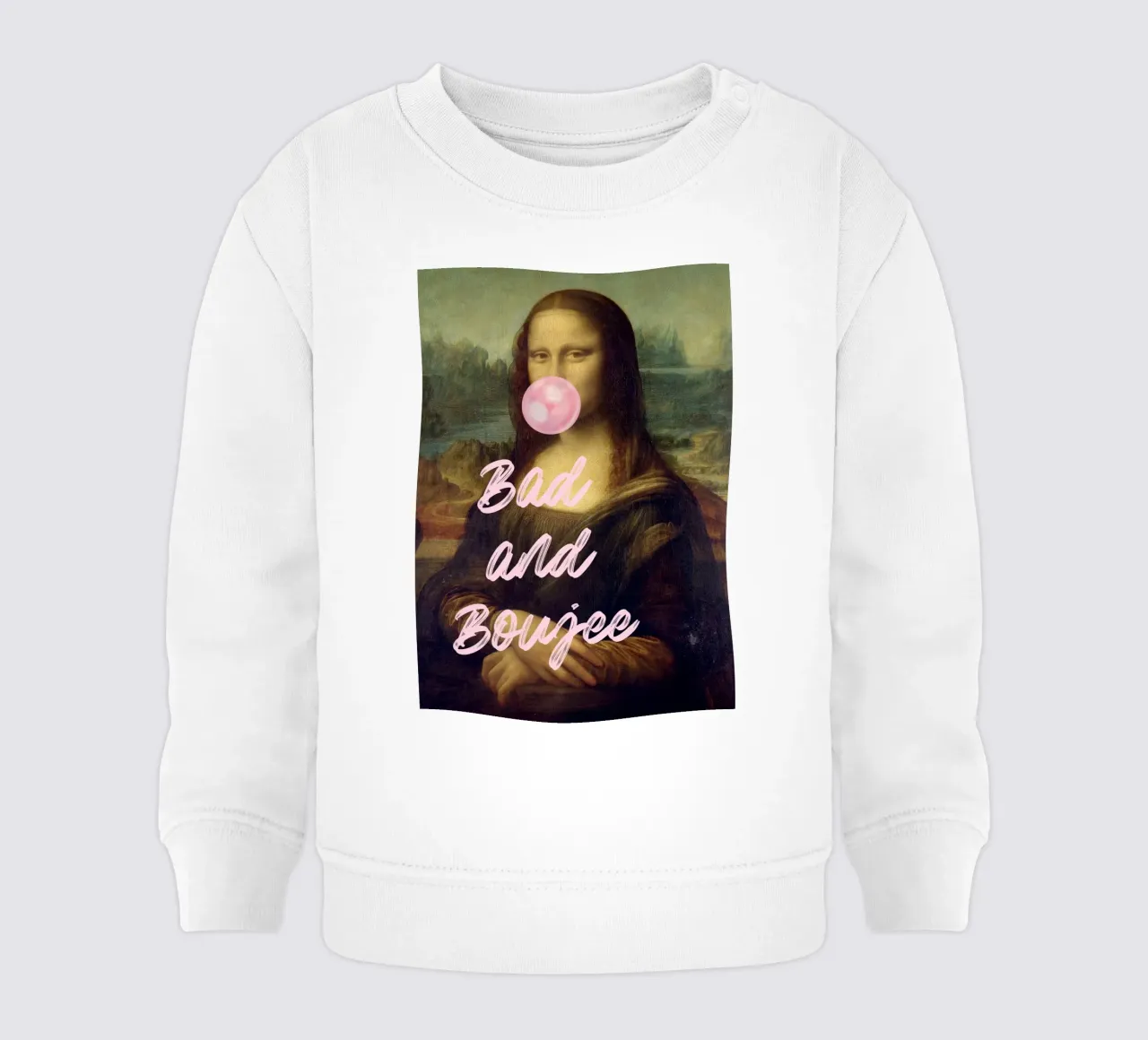 "Bad and Boujee Mona Lisa" Pop Art - Icónico y de moda sudadera de bebé de ClubArt
