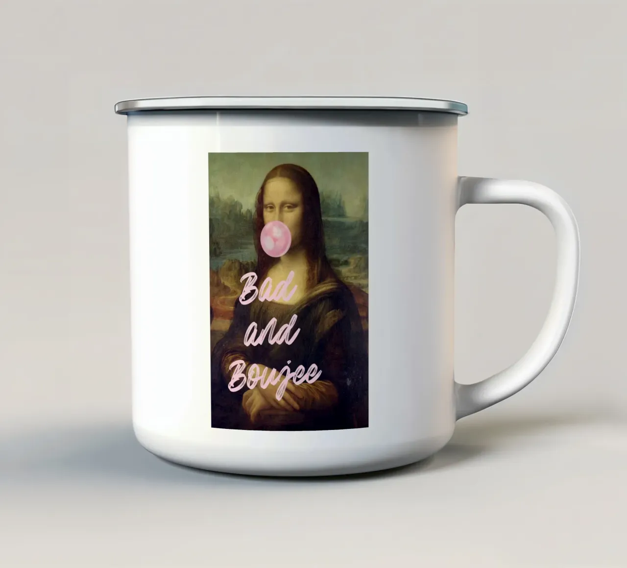 Pop Art "Bad and Boujee Mona Lisa" - Iconica e di tendenza tazza in smalto da ClubArt