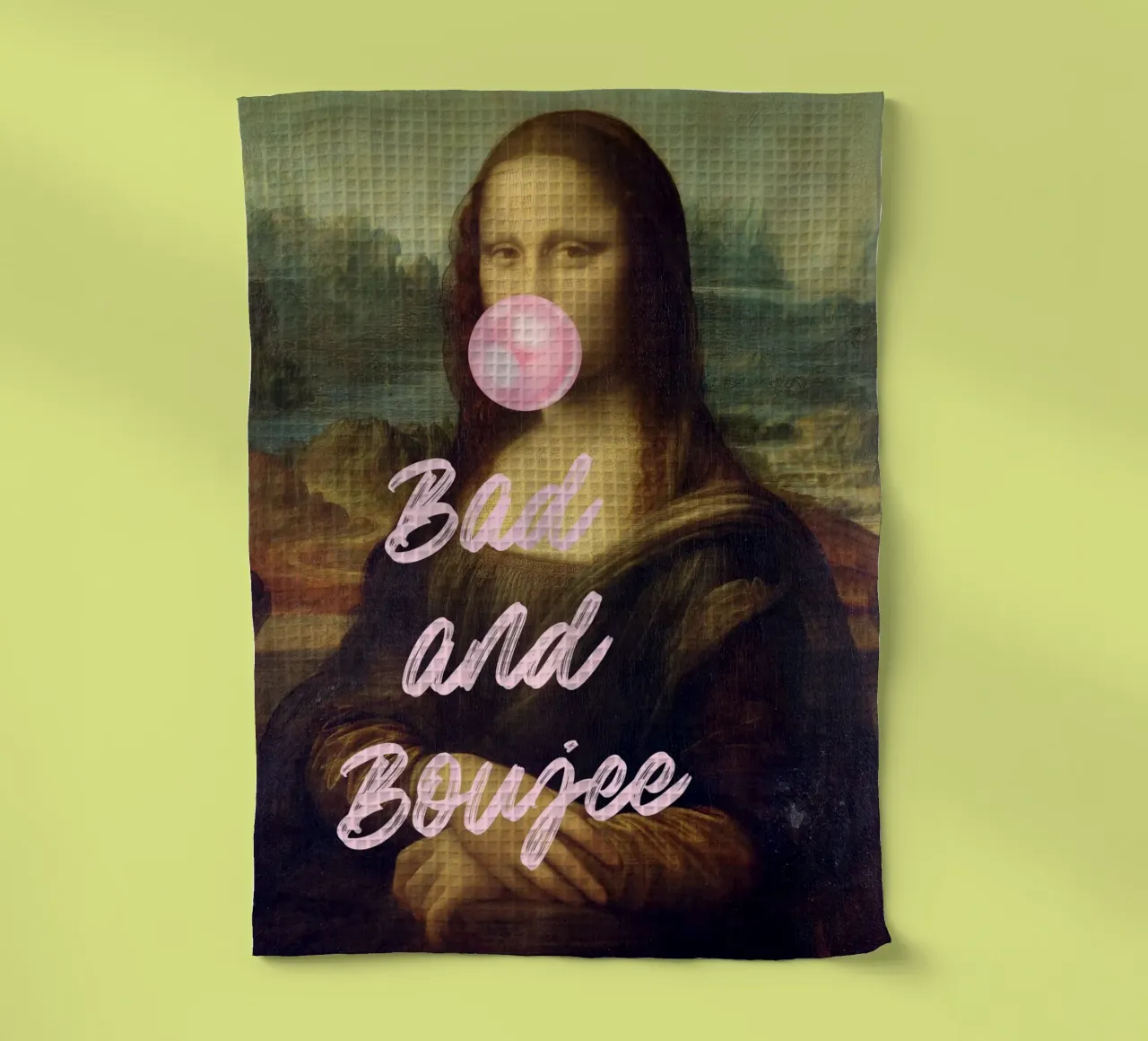 "Bad and Boujee Mona Lisa" Pop Art - Iconic & Trendy tea towel by ClubArt