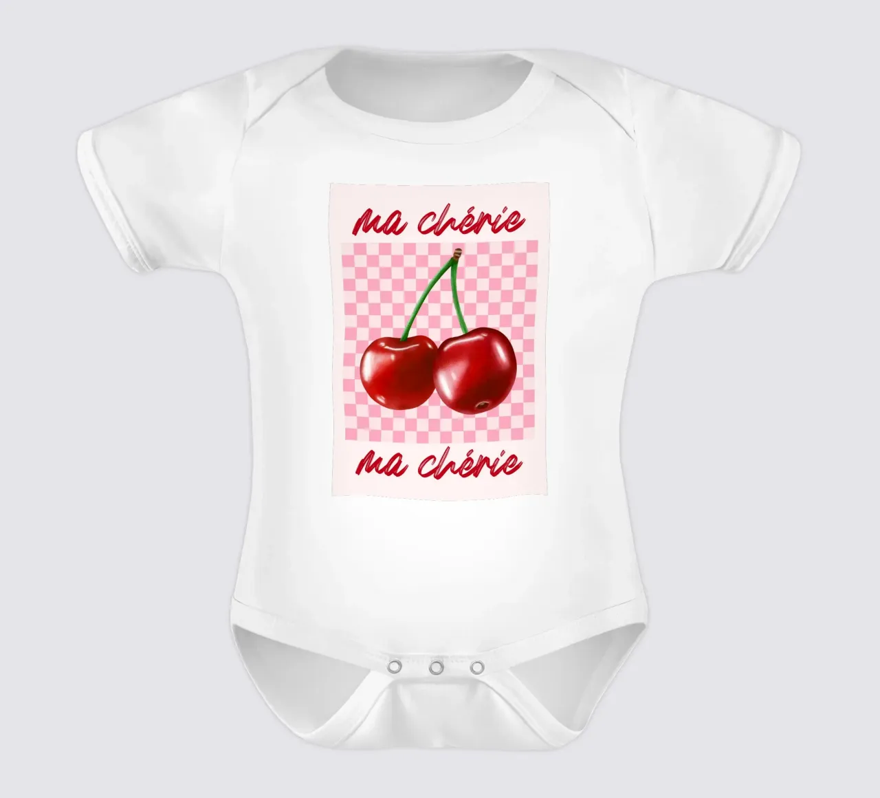 "Ma Chérie" Kersen Kunstdruk - Retro & Zoet babyrompertje korte mouwen van ClubArt