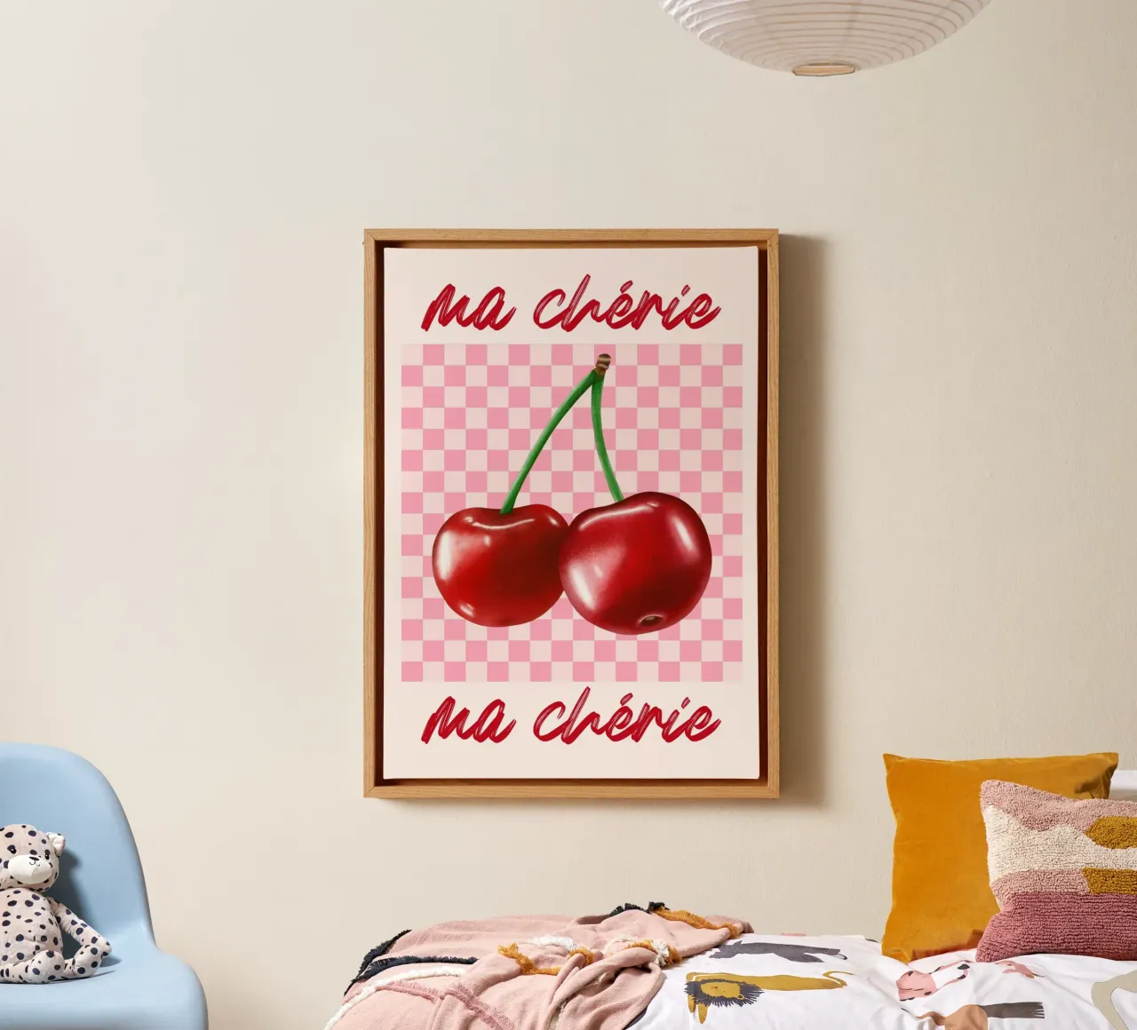 "Ma Chérie" Kersen Kunstdruk - Retro & Zoet canvas van ClubArt