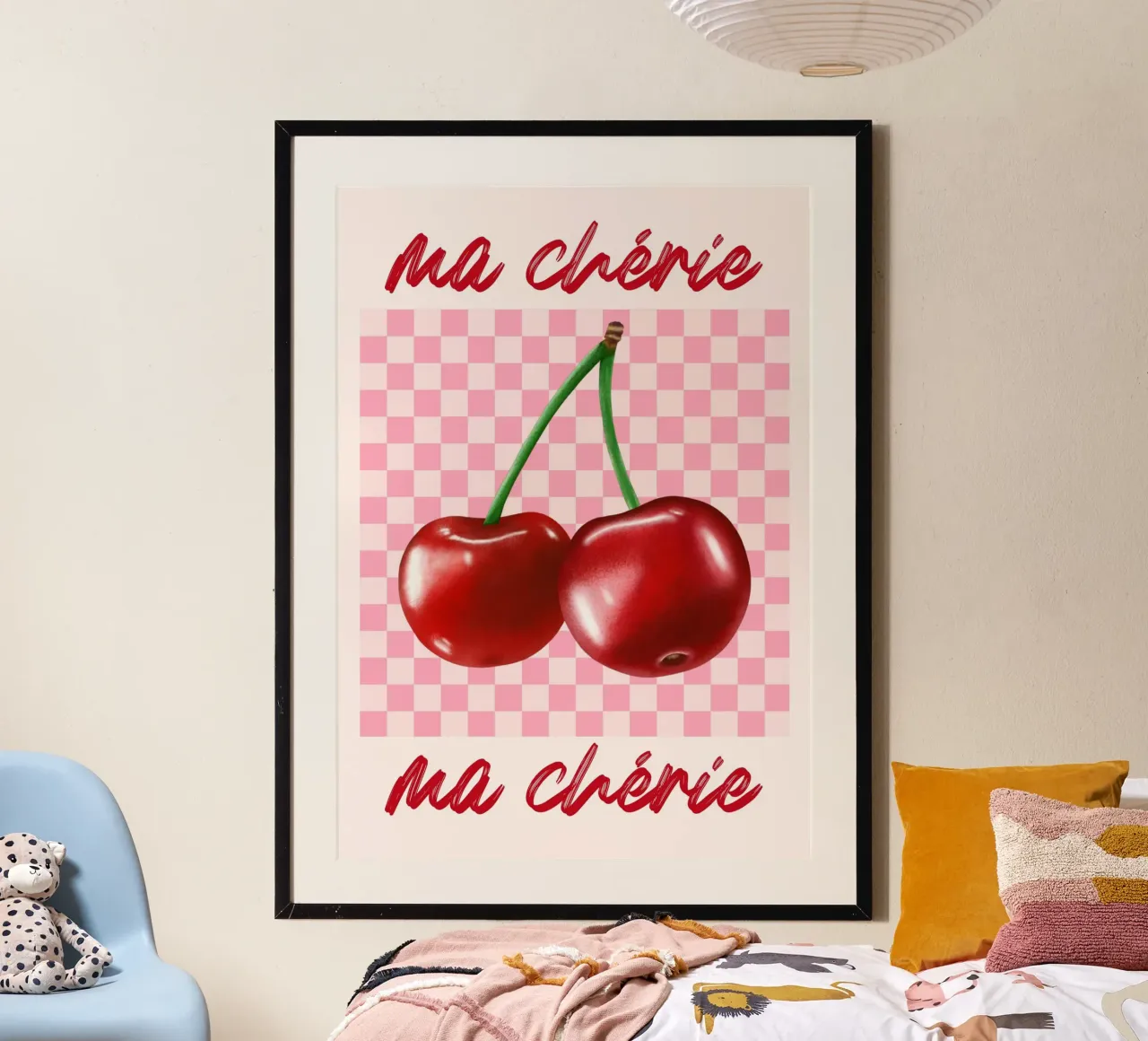 "Ma Chérie" Kersen Kunstdruk - Retro & Zoet hahnemühle van ClubArt