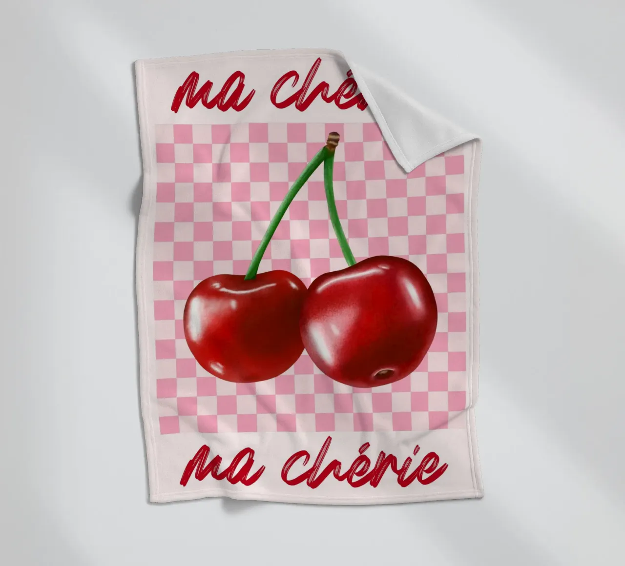 "Ma Chérie" Kersen Kunstdruk - Retro & Zoet fleecedeken van ClubArt