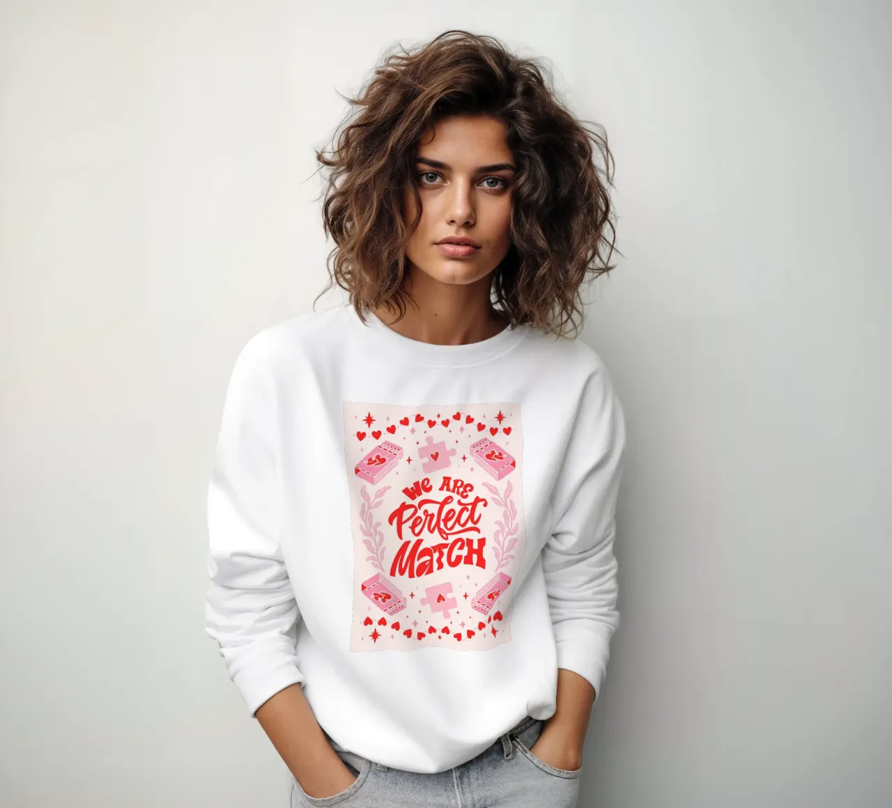 Stampa d'arte d'amore "Perfect Match" - San Valentino & Playful felpa da ClubArt