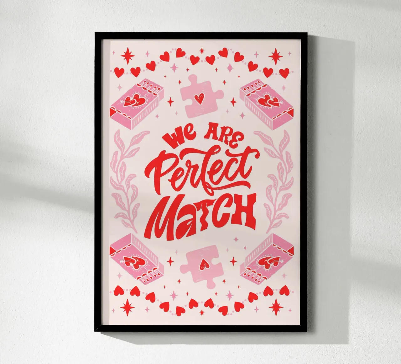 Stampa d'arte d'amore "Perfect Match" - San Valentino & Playful poster con telaio in alluminio da ClubArt