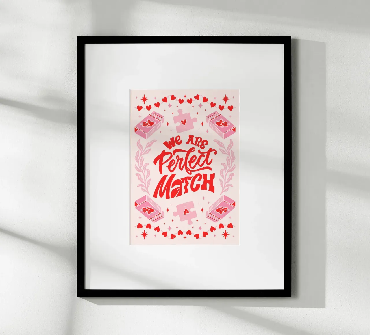 Stampa d'arte d'amore "Perfect Match" - San Valentino & Playful poster con telaio in alluminio da ClubArt