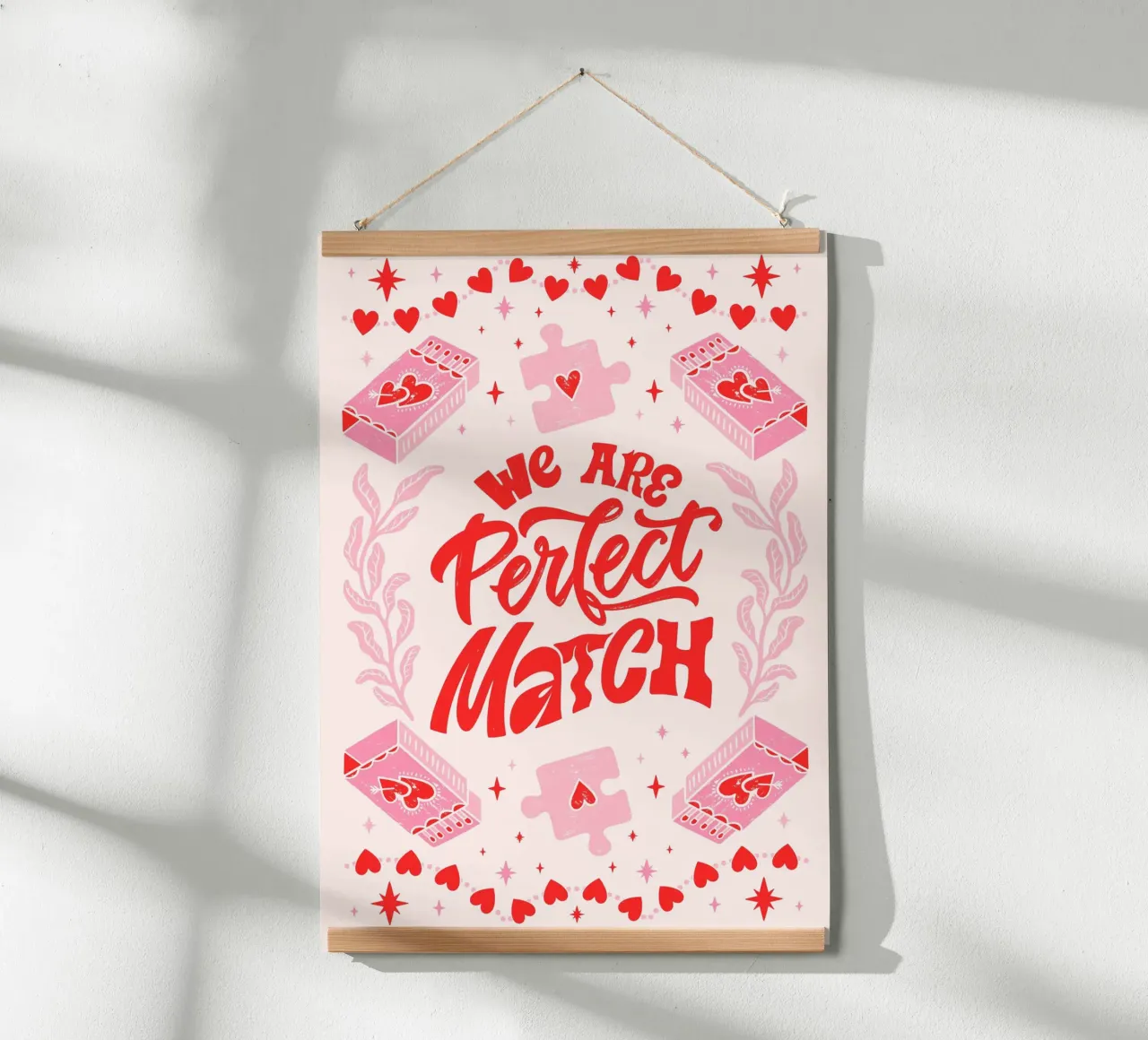 Stampa d'arte d'amore "Perfect Match" - San Valentino & Playful poster con telaio in alluminio da ClubArt