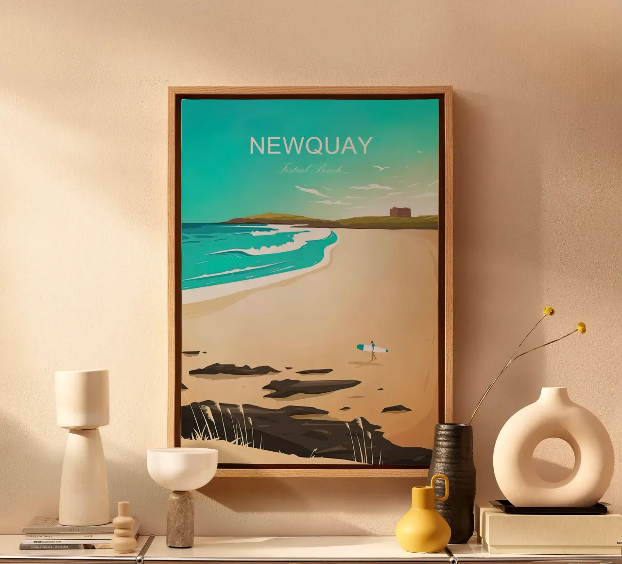 Reizen naar Newquay canvas met Baklijst van Liliestudio
