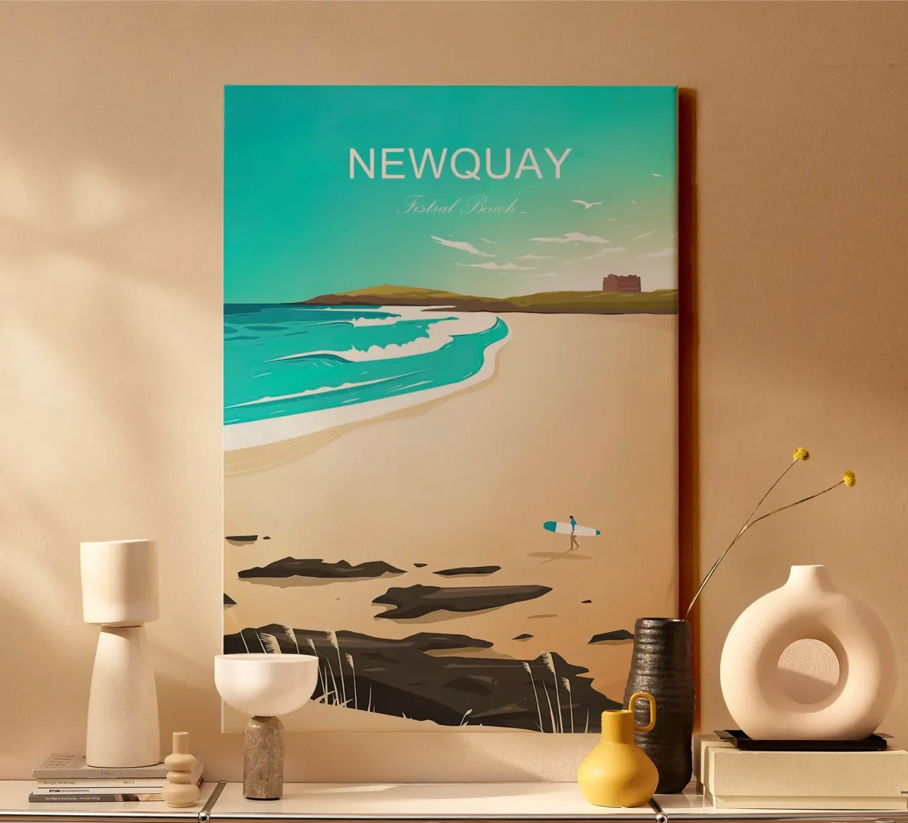 Reizen naar Newquay canvas met Baklijst van Liliestudio