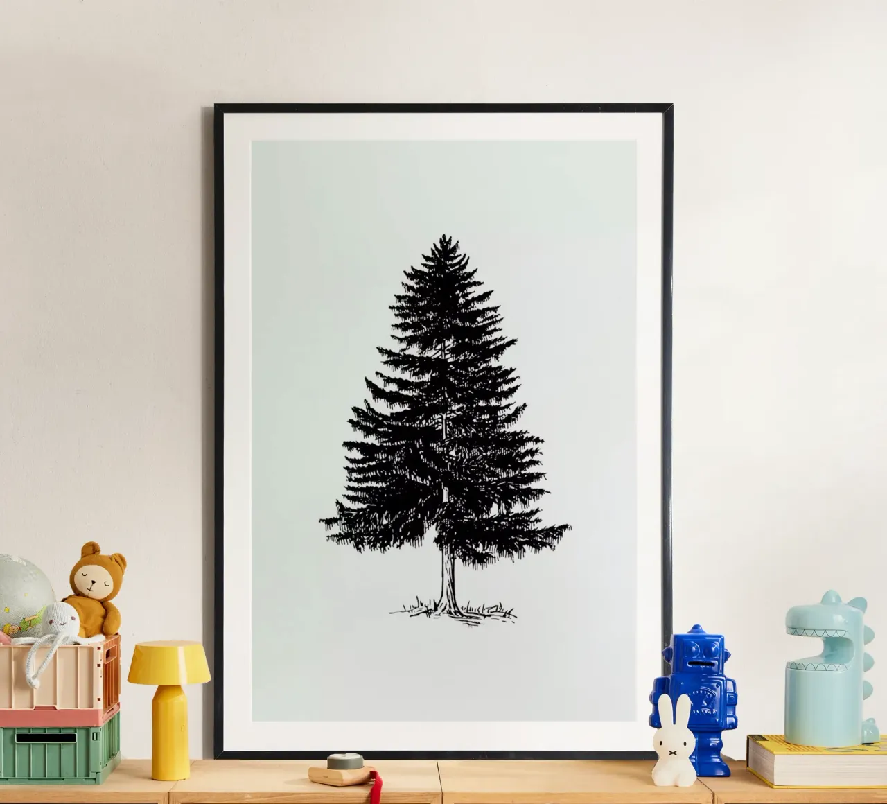 Vintage Holidays Tree poster con telaio in legno da Monika Strigel